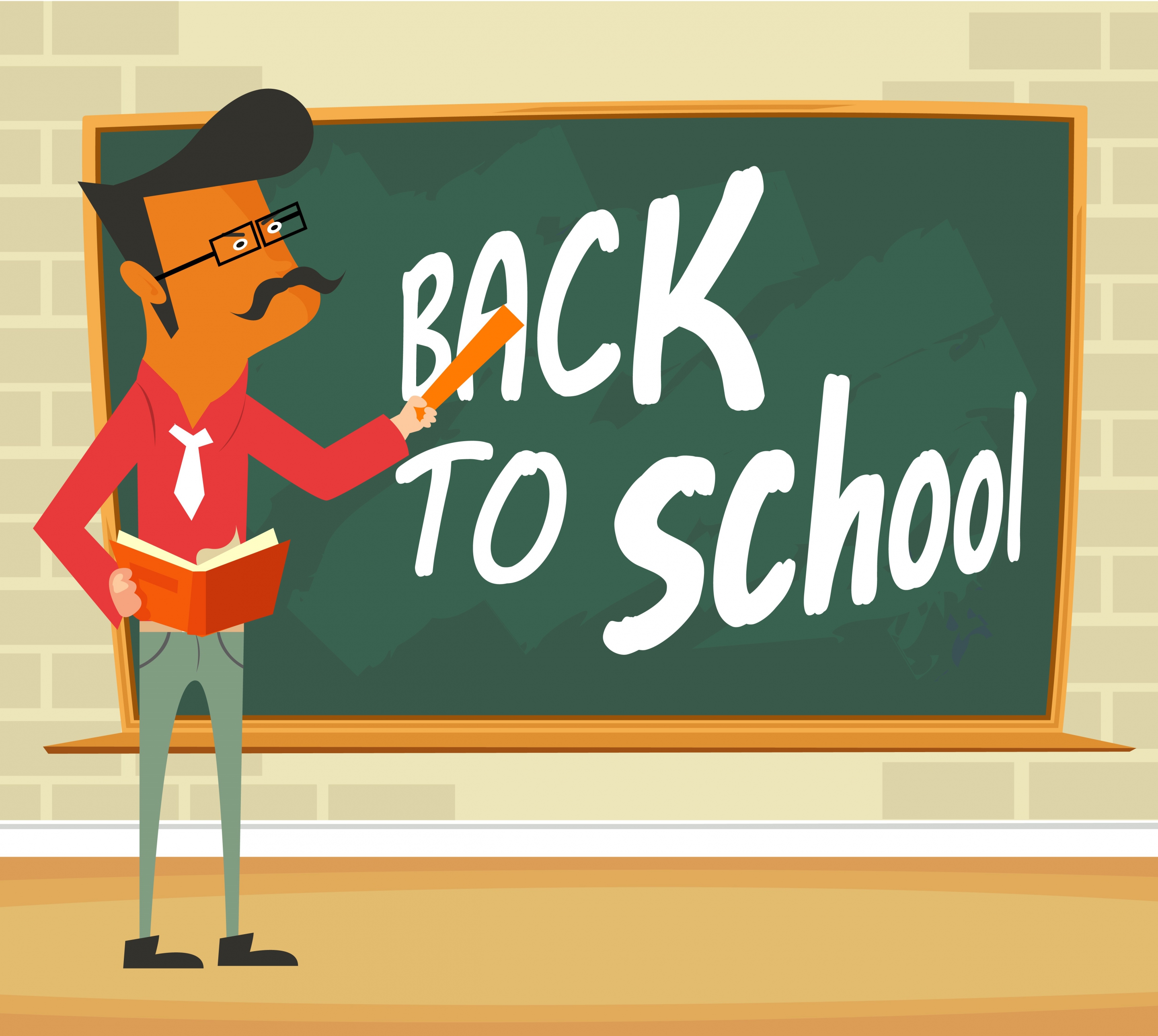 back to school banner teacher chalkboard icons