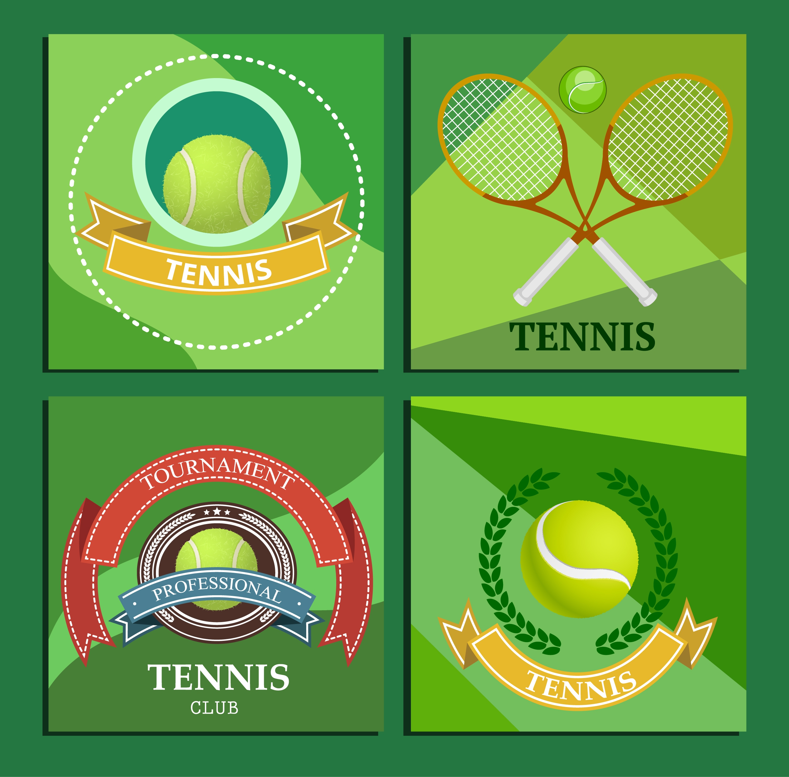 tennis tournament logotype racquet ball ribbon icons