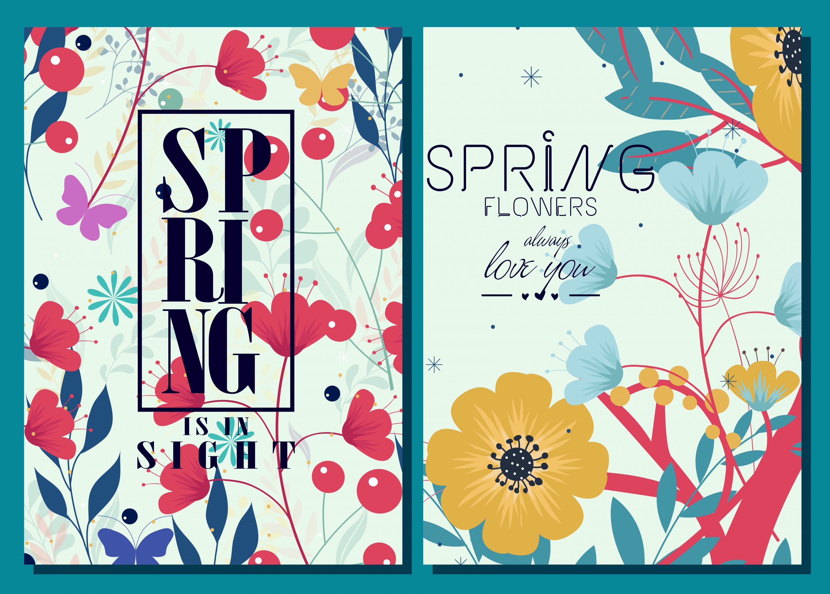 card cover template colorful spring flowers decoration