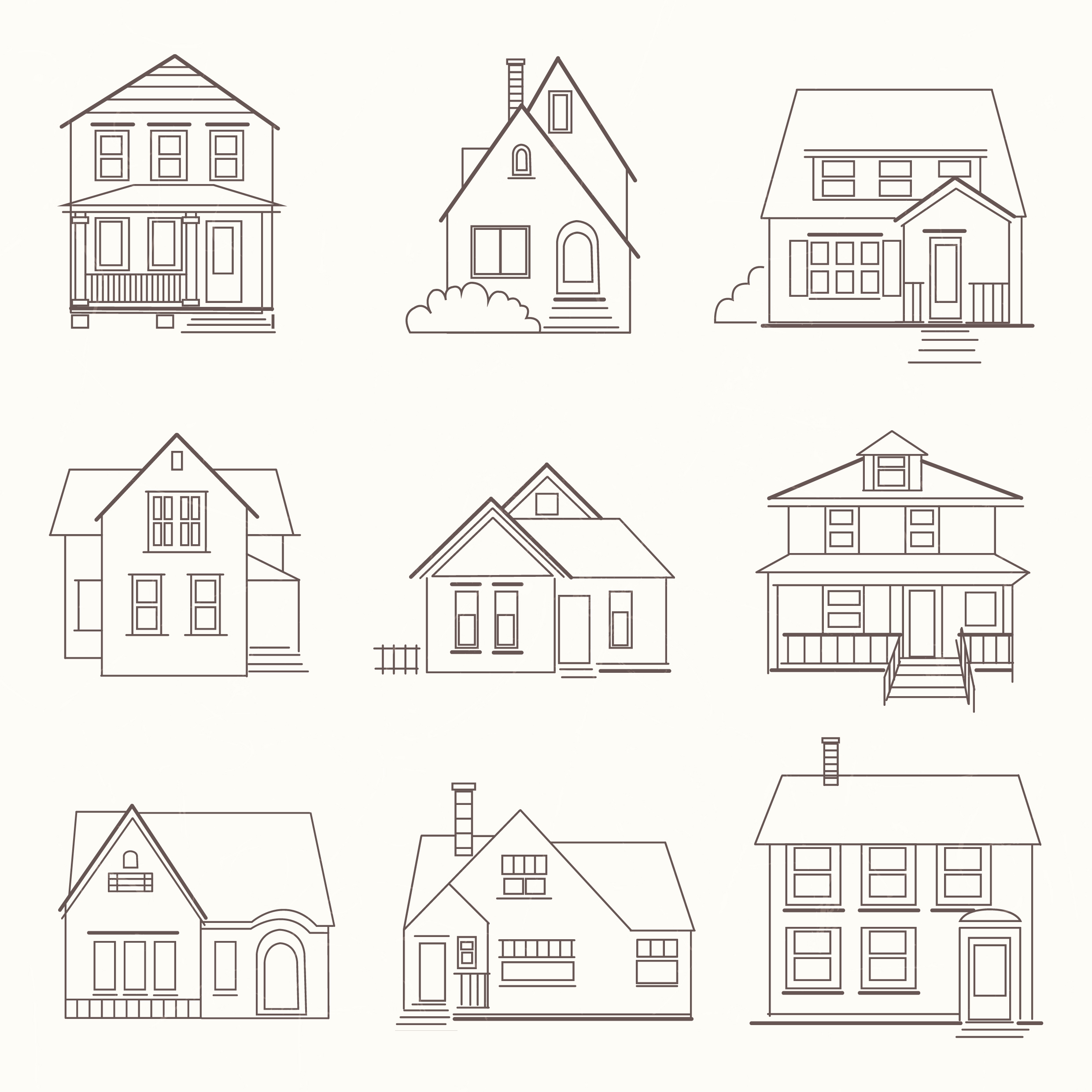 house icons collection various shapes outline