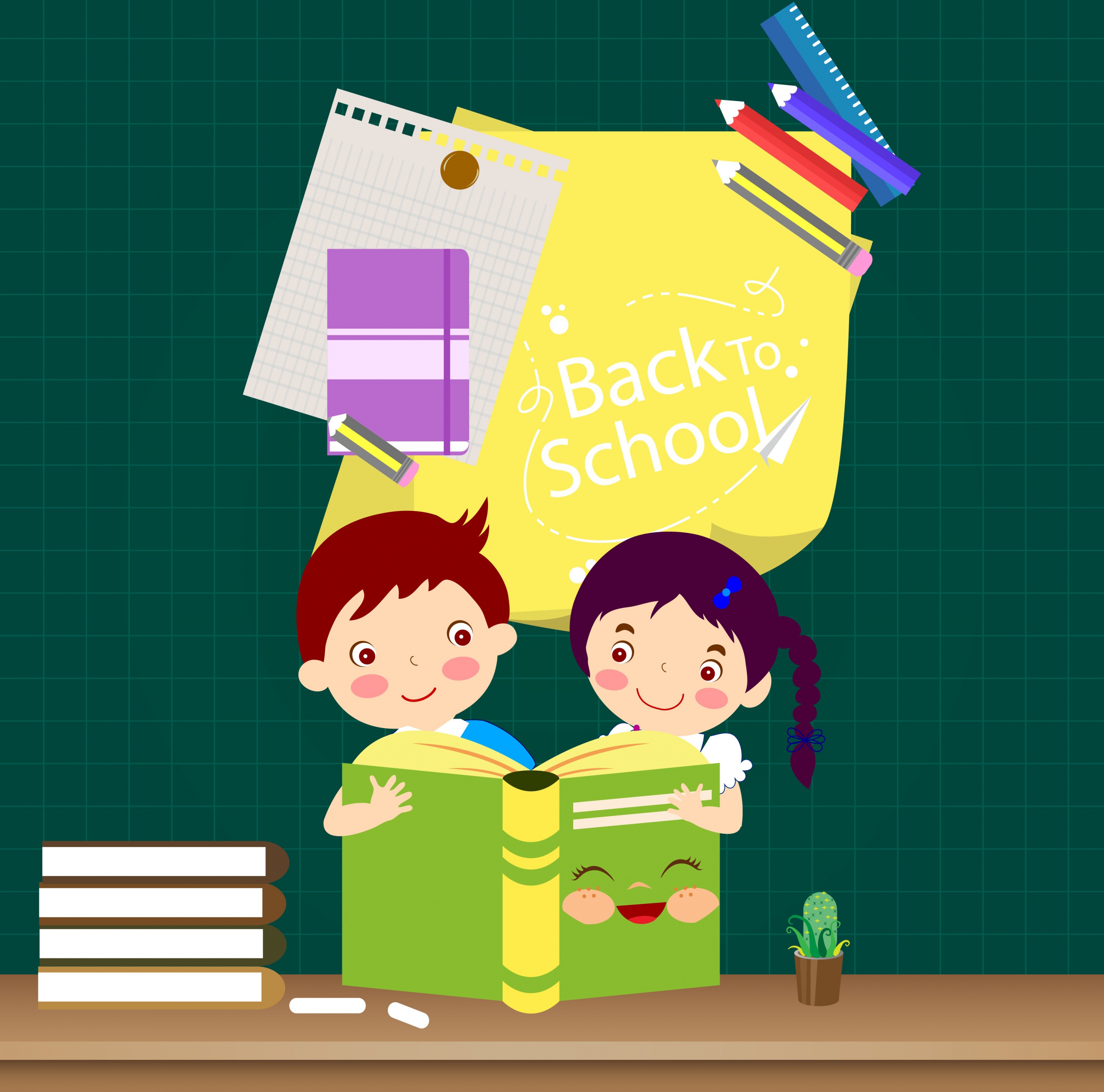 back to school poster kids learning tools icons