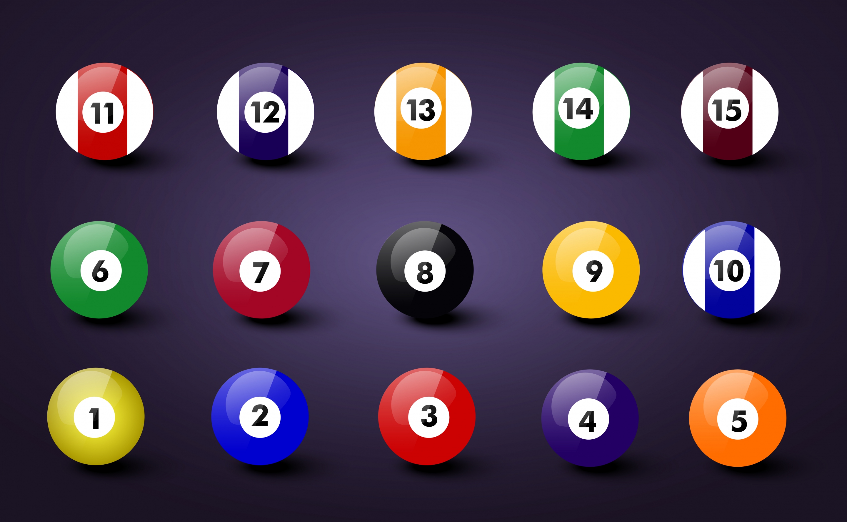 billiards balls icons shiny colorful design realistic style