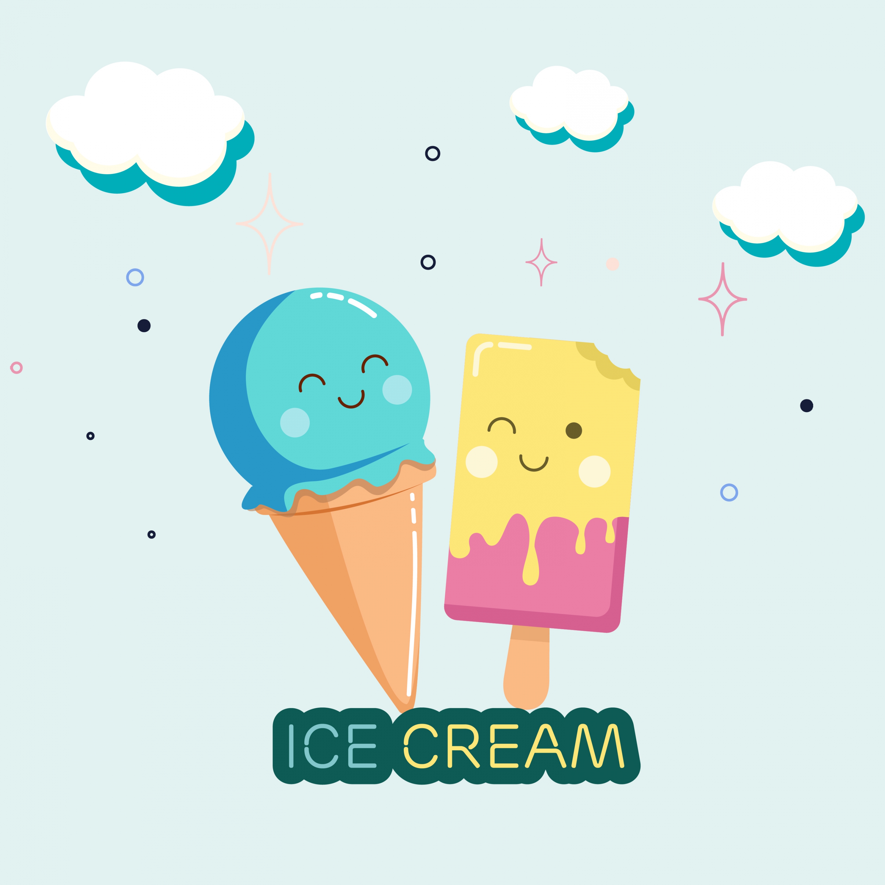 ice creams background cute stylized design