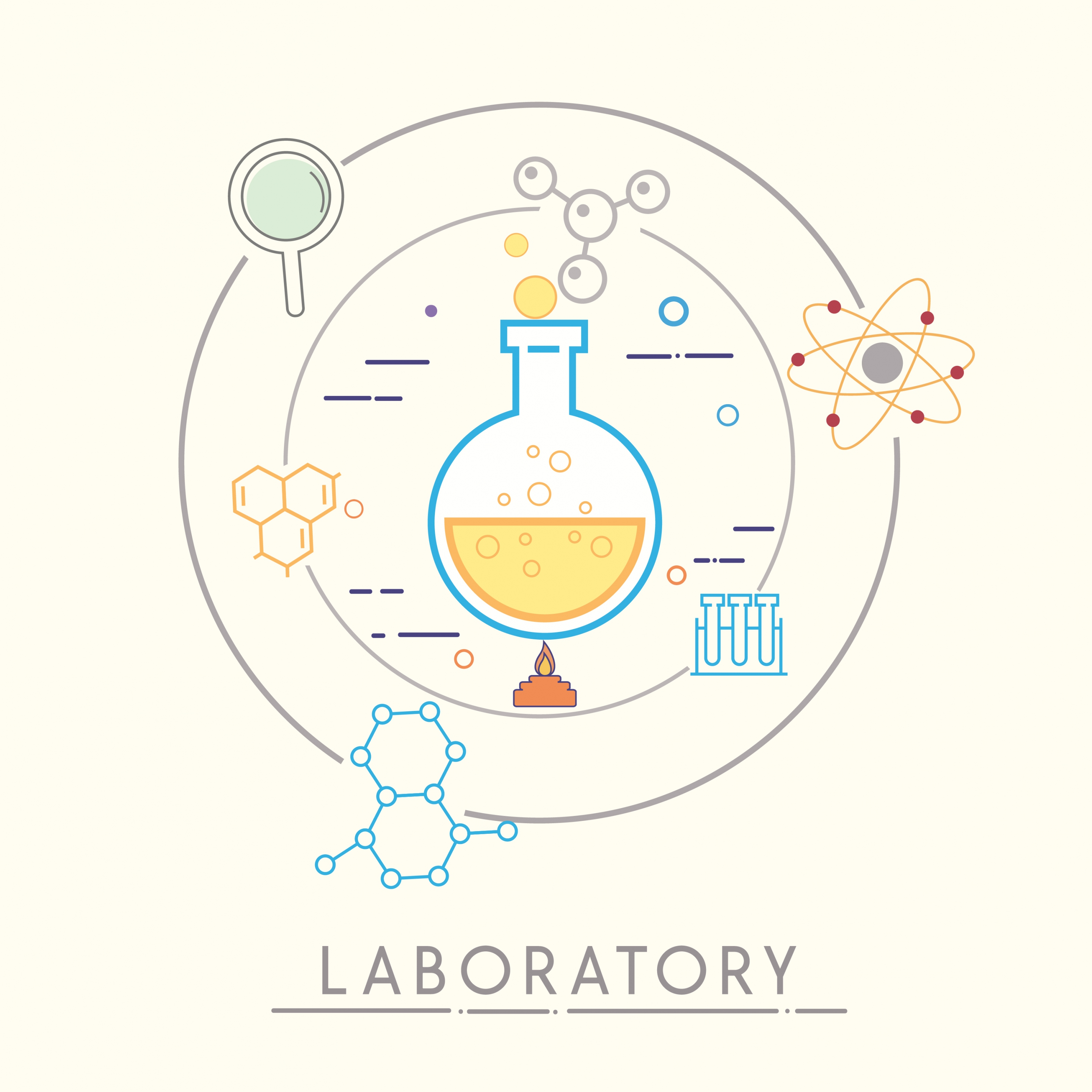 chemistry background flat circle design molecule icons decor