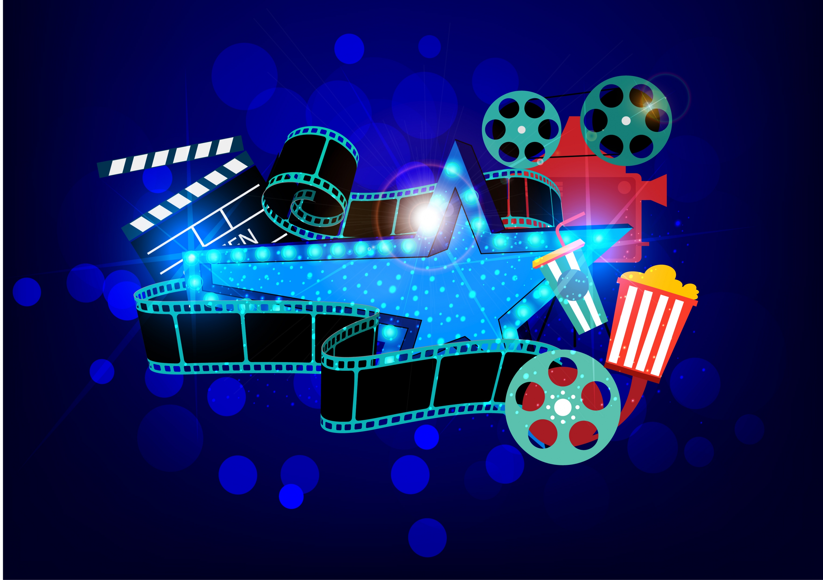 movie design elements sparkling 3d dark design