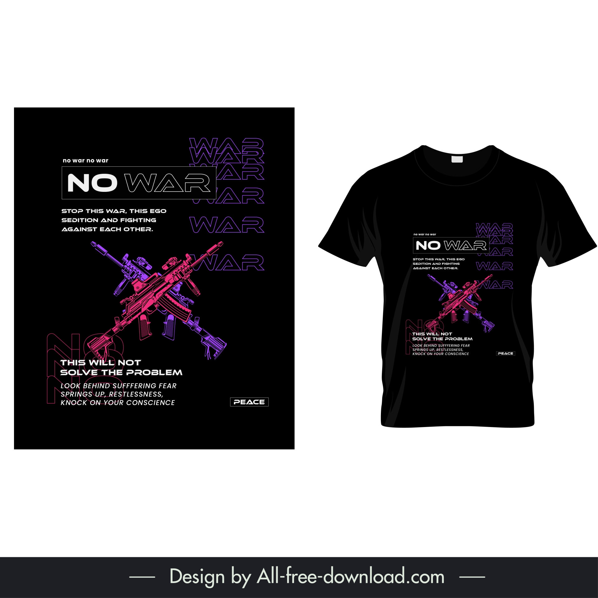 no war streetwear tshirt template dark modern design  