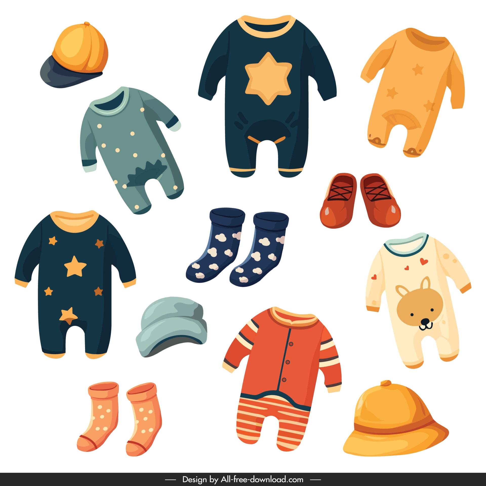 baby fashion design elements cute flat