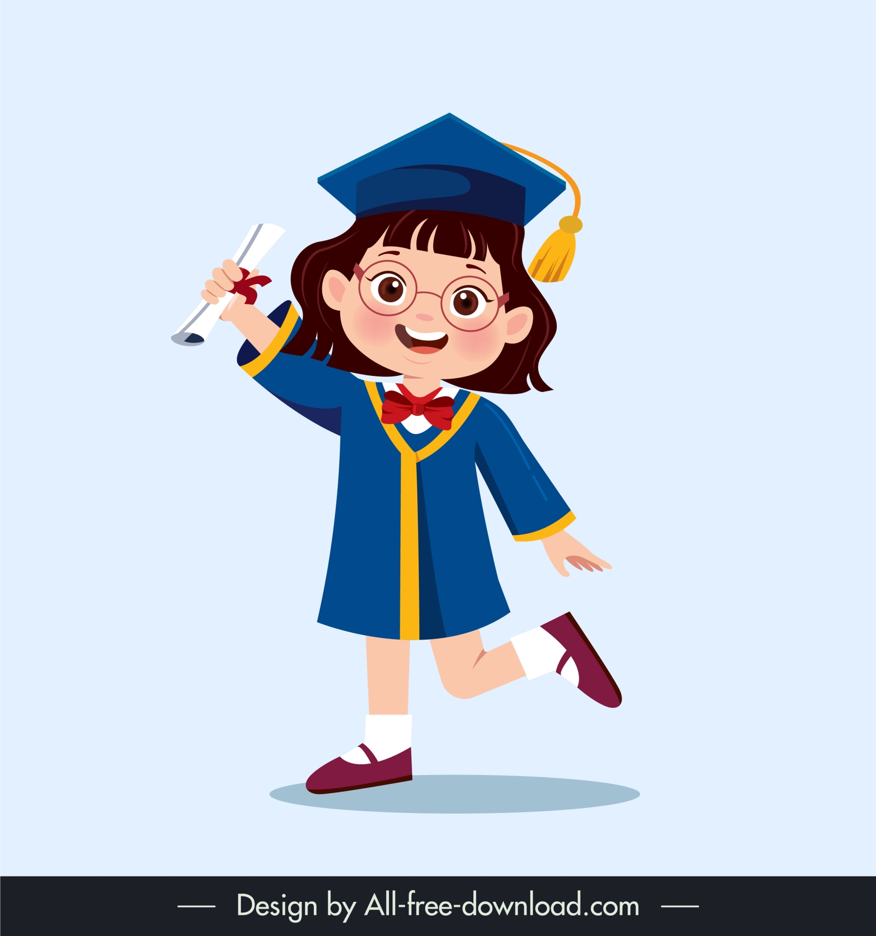  graduation design elements dynamic cute little girl