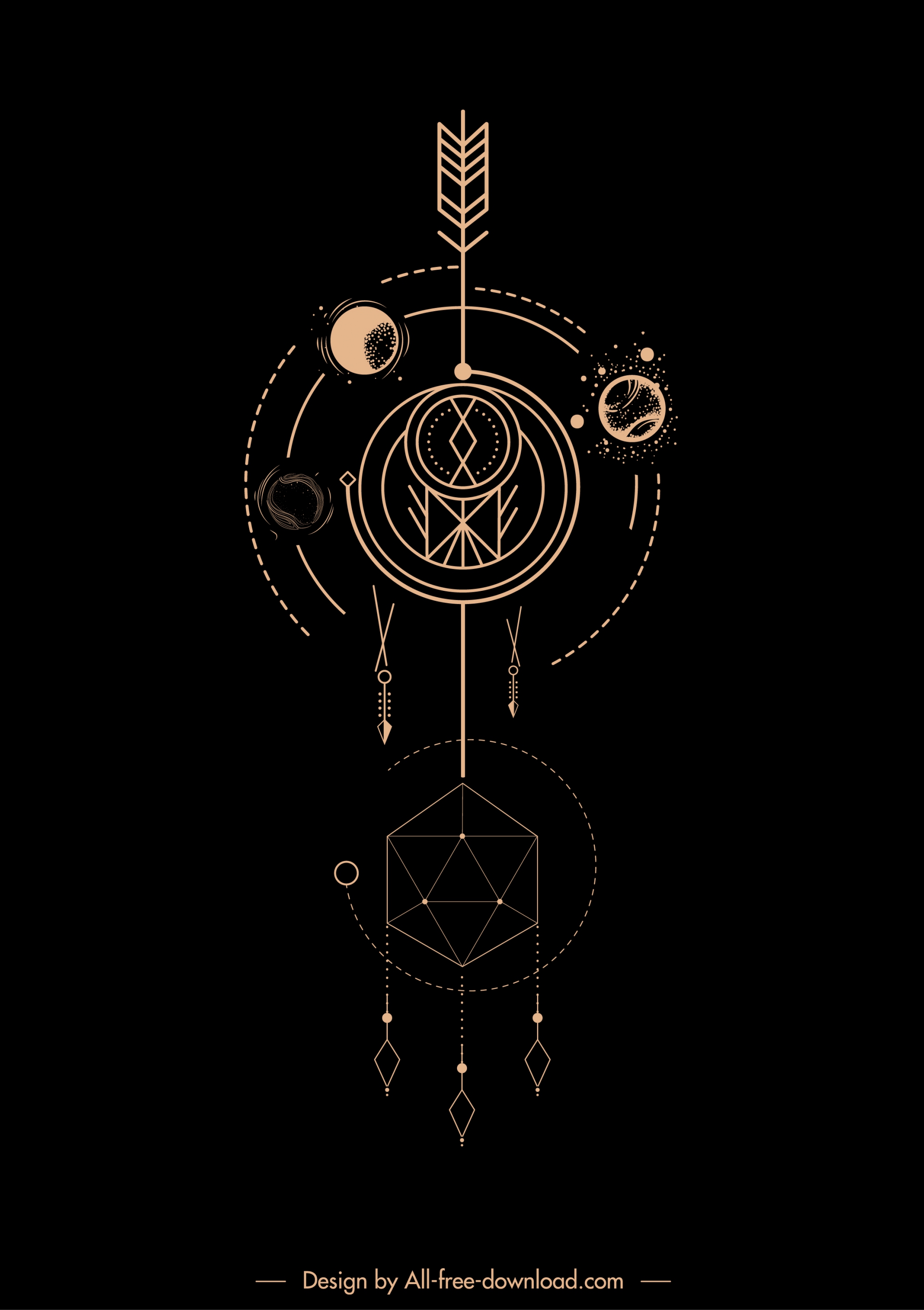 tribal tattoo template planets motion geometry sketch