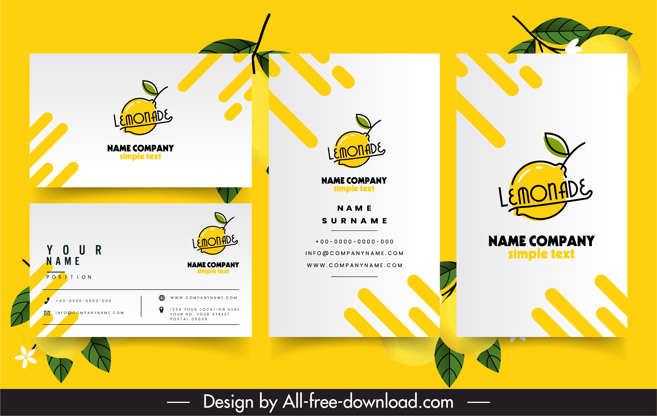 business card template lemonade logotype flat handdrawn sketch