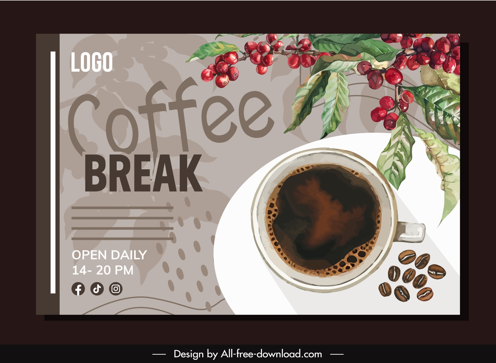  coffee poster template elegant classical decor