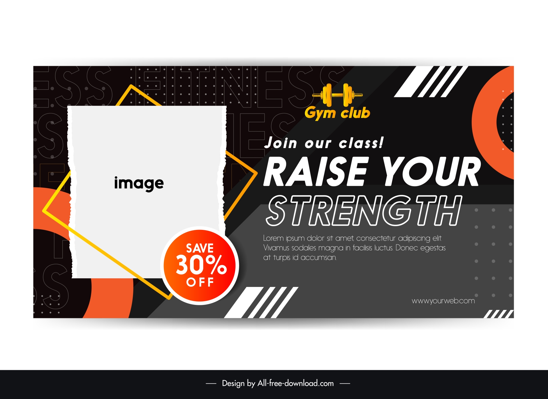 gym club discount banner template contrast geometry design