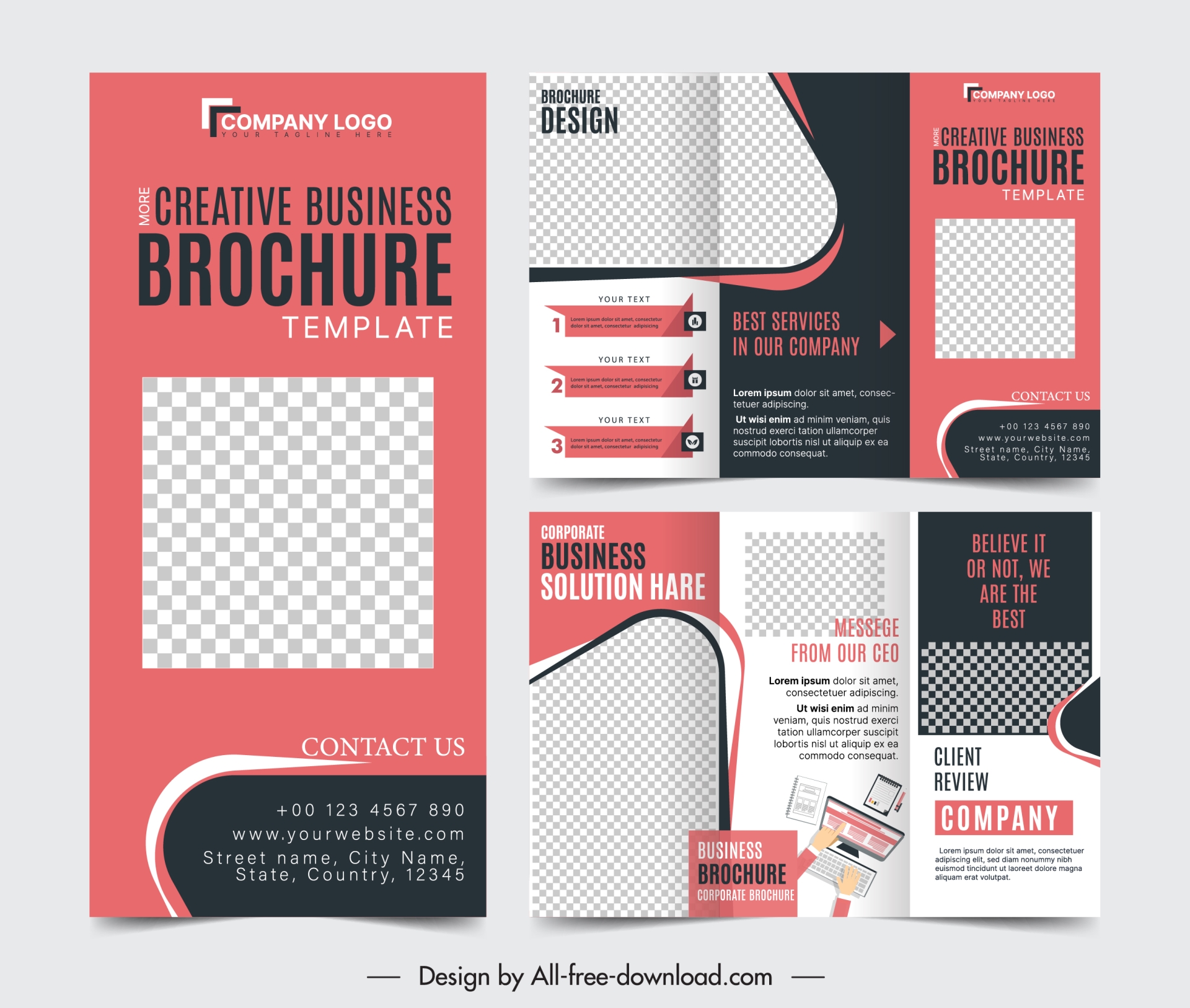 modern business brochure template checkerd computer decor