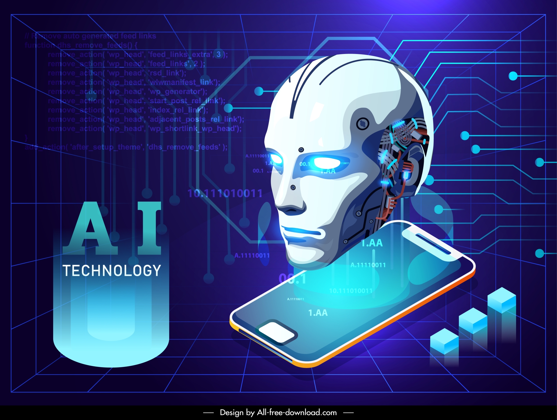 bot chat ai backdrop 3d robot smartphone design