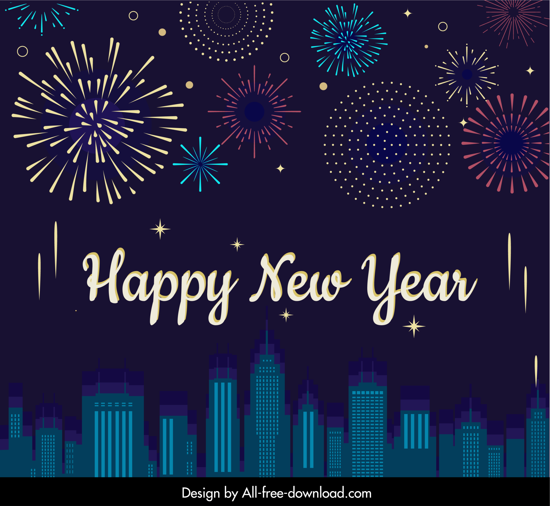 new year backdrop template dark dynamic firework city scene decor