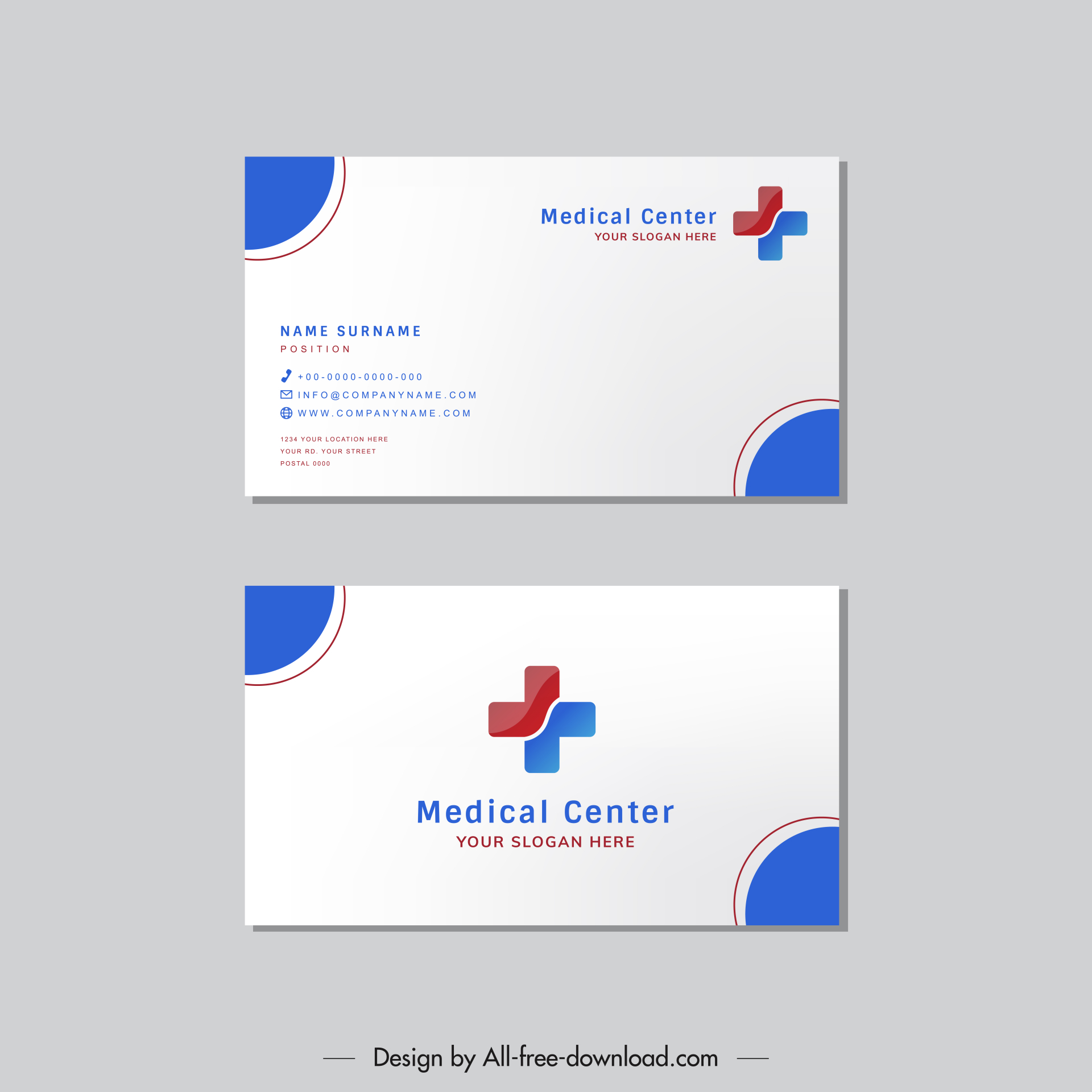 medical cross business card template flat bright elegant decor