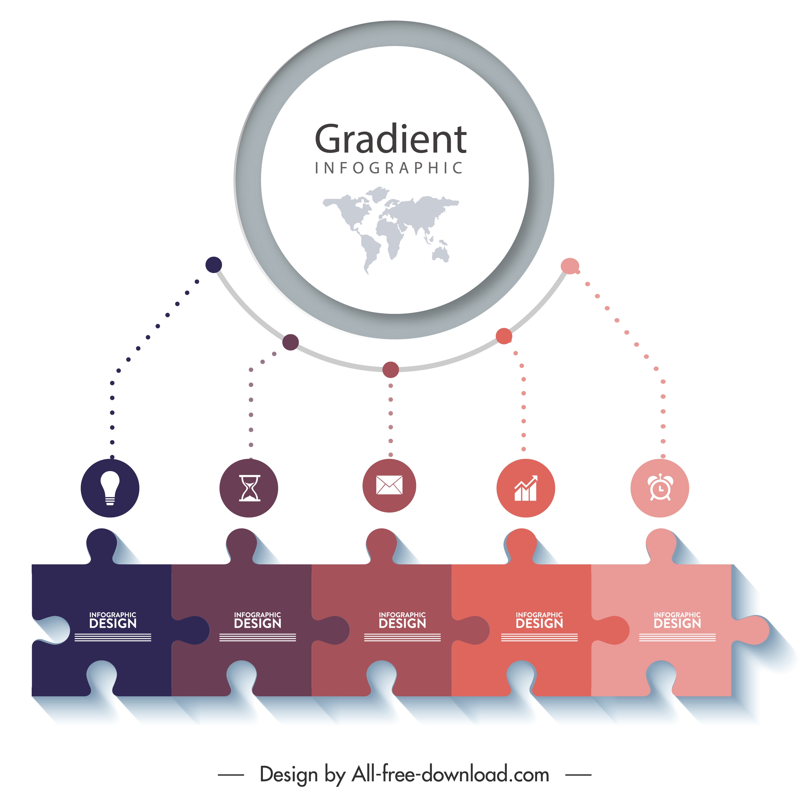 infographic template jigsaw puzzle connection global round decor