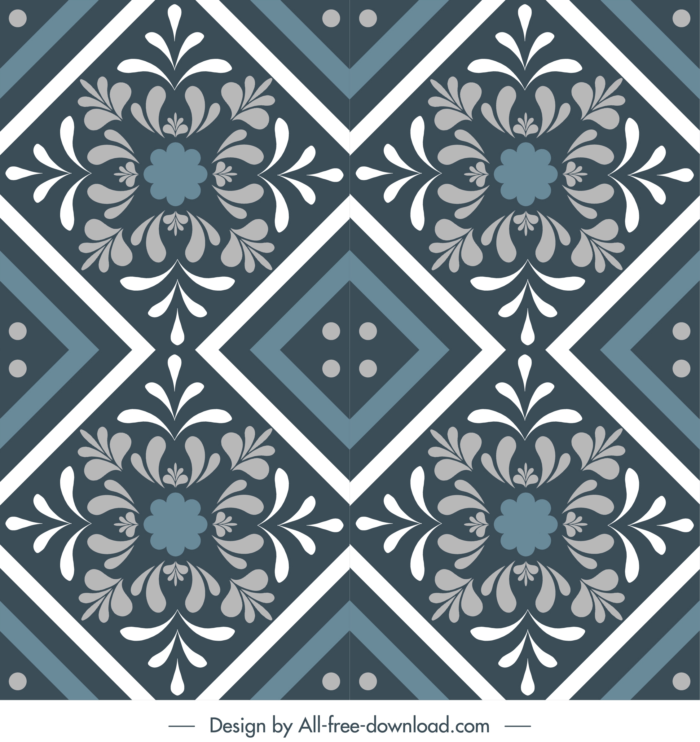 tile pattern template classic floras symmetric illusion