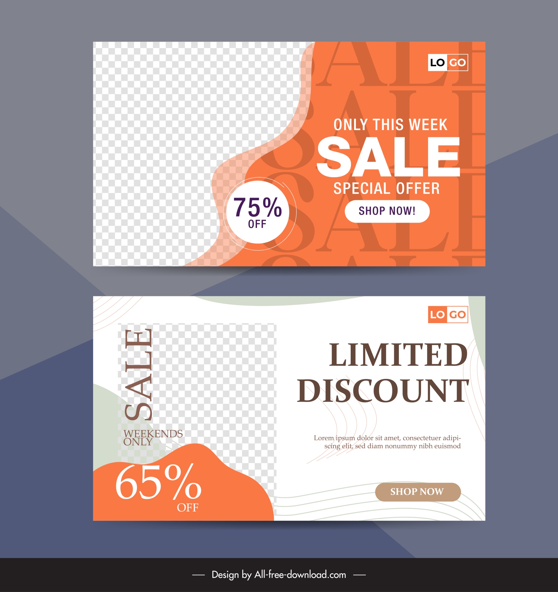 fashion discount banner template checkered curves decor