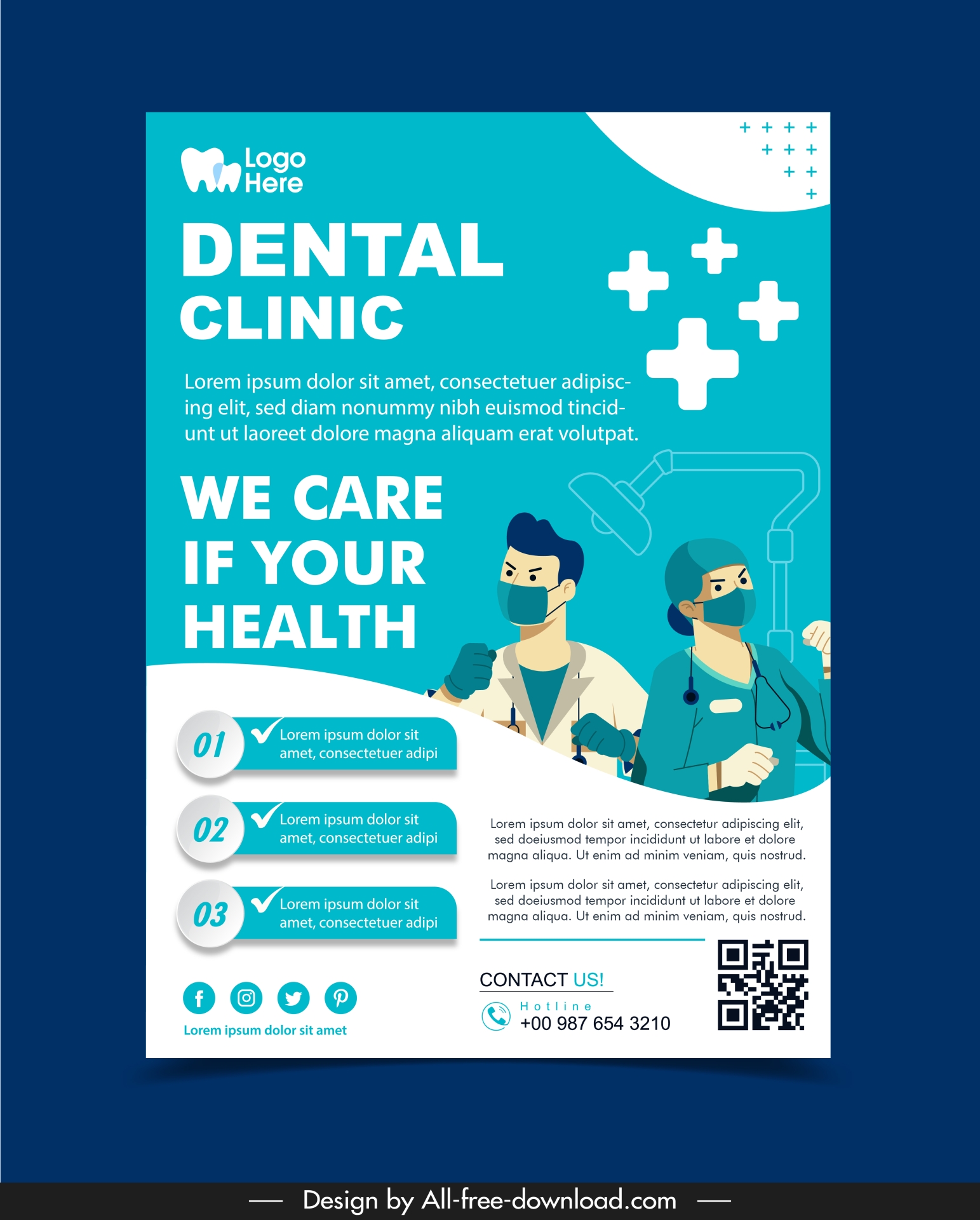 medical center poster template dynamic doctor nurse 