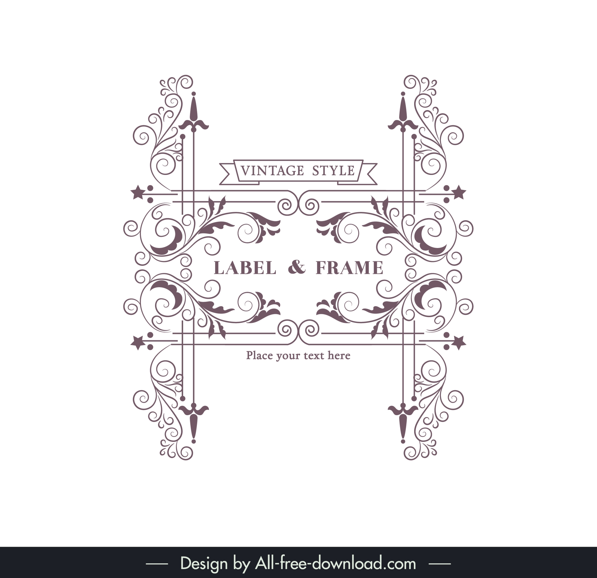 label frame design elements retro elegant symmetric lines curves