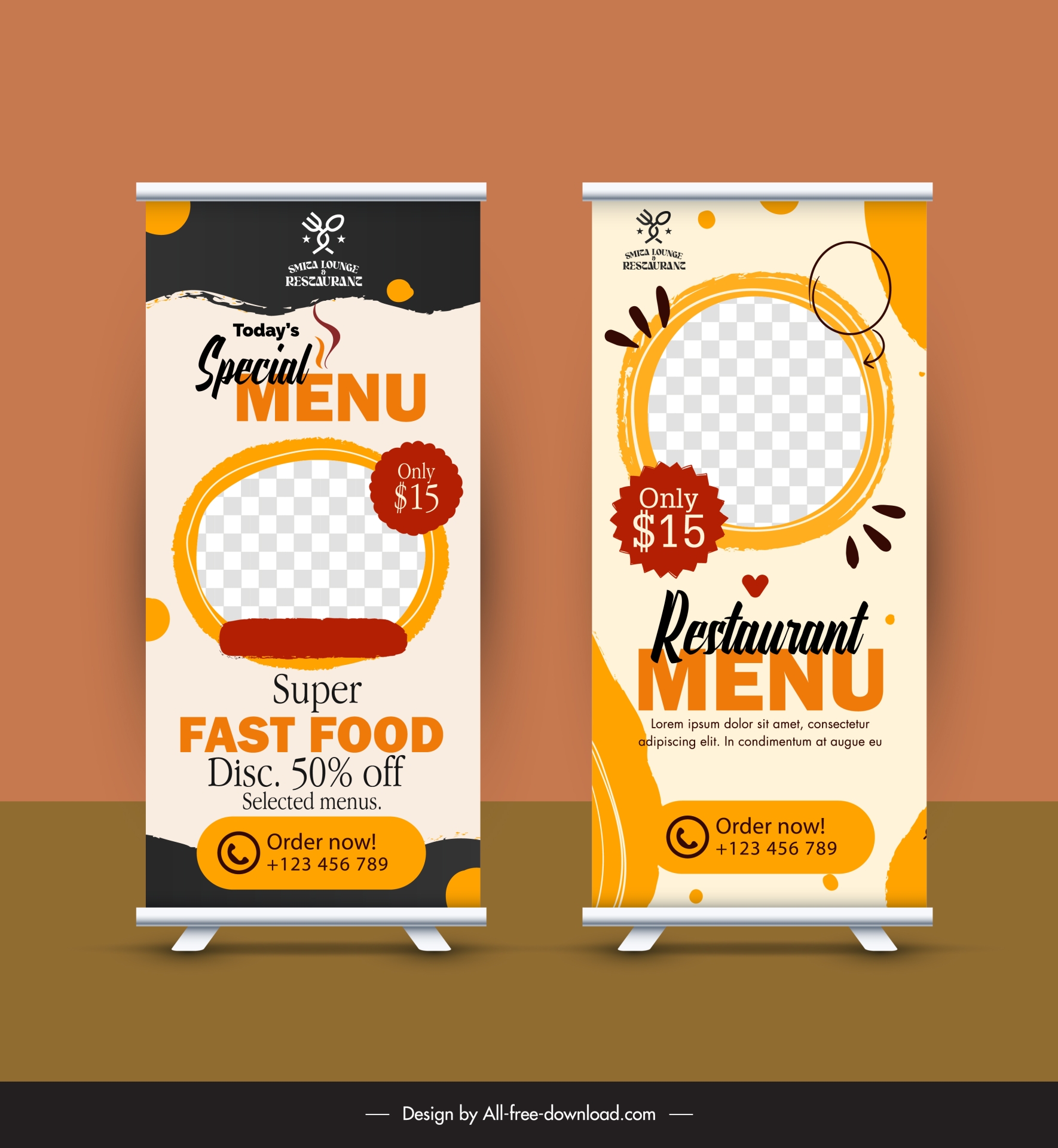 standee restaurant food menu templates checkered circles