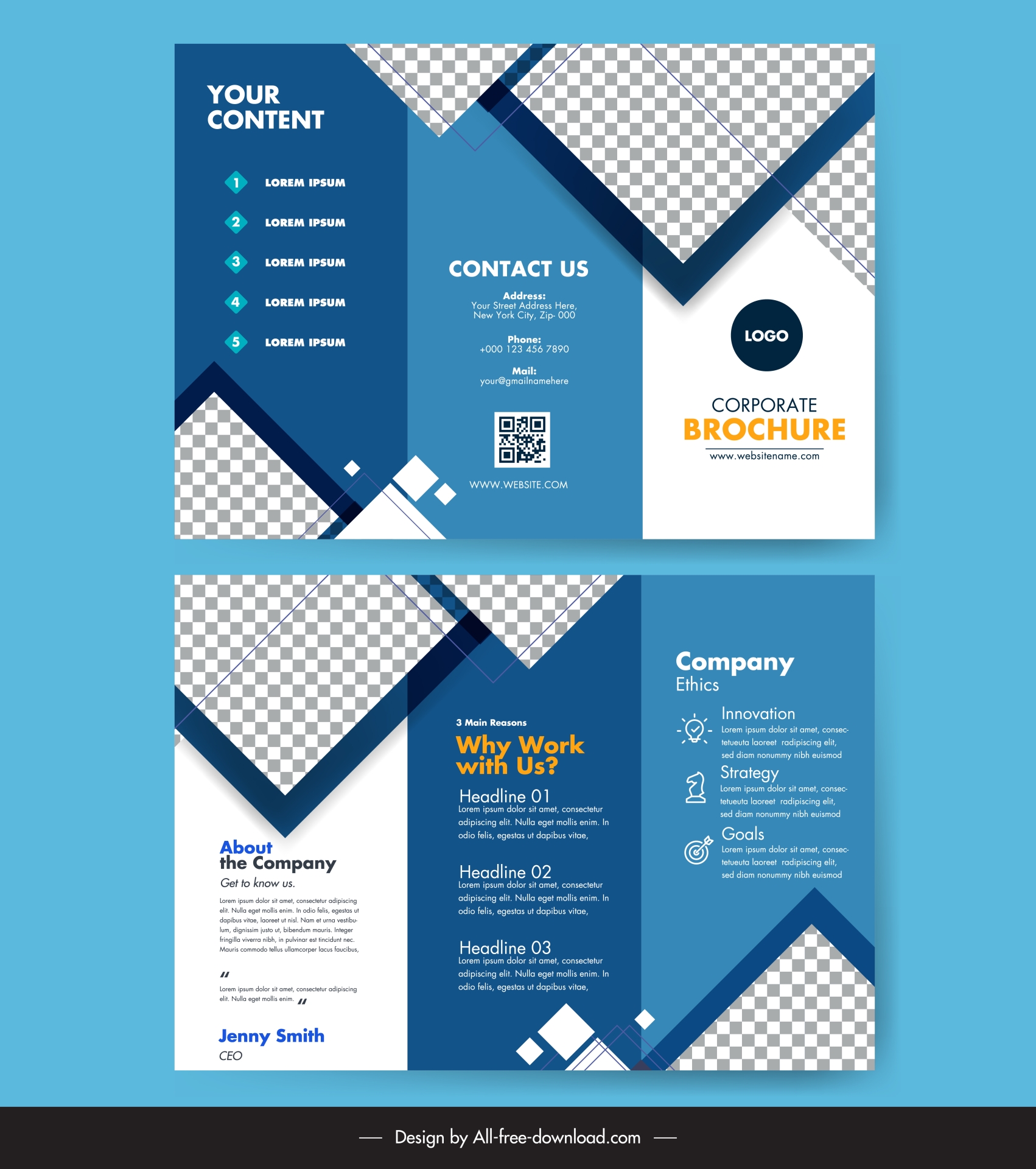 corporate brochure template elegant geometric checkered design