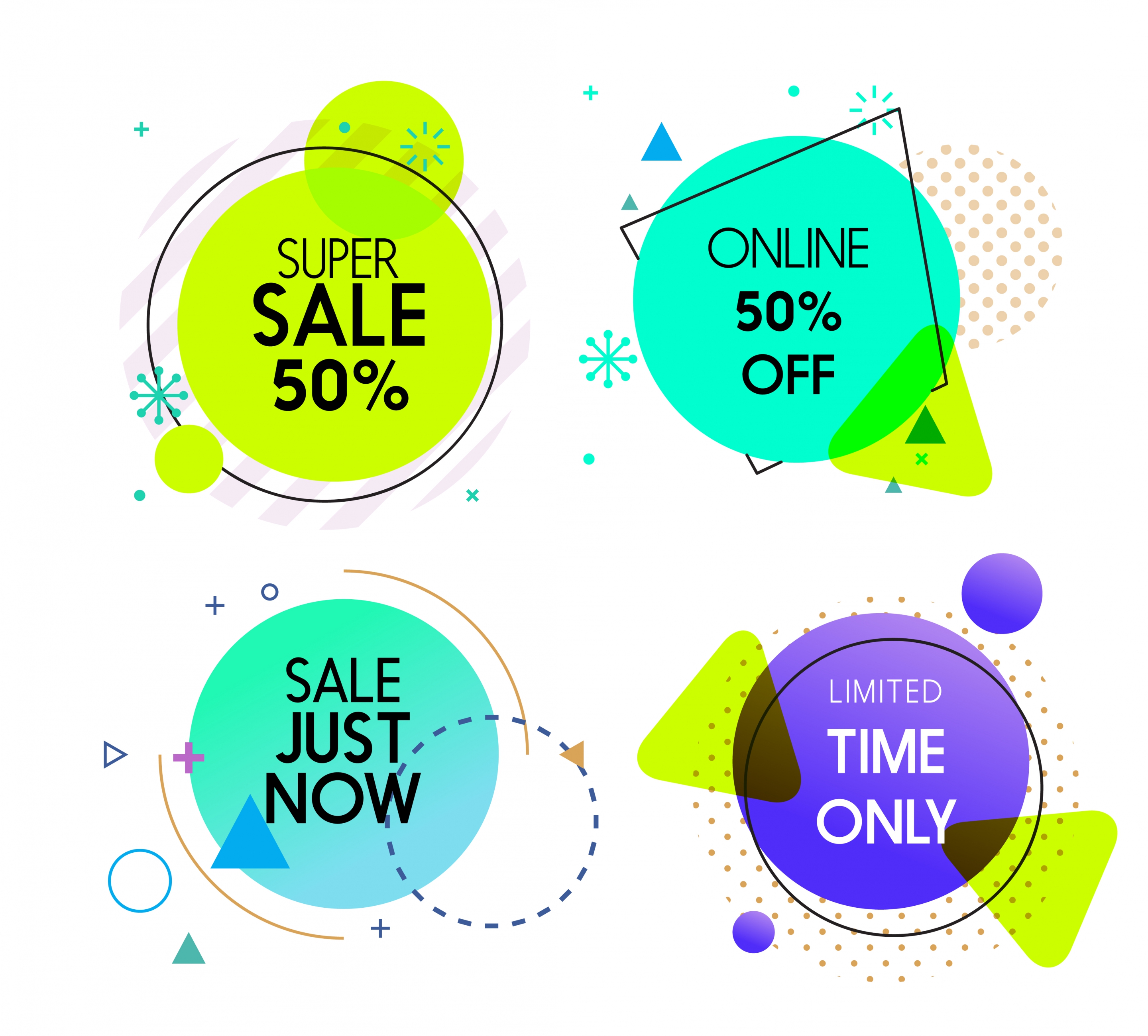 sales tags templates colored flat circle decor