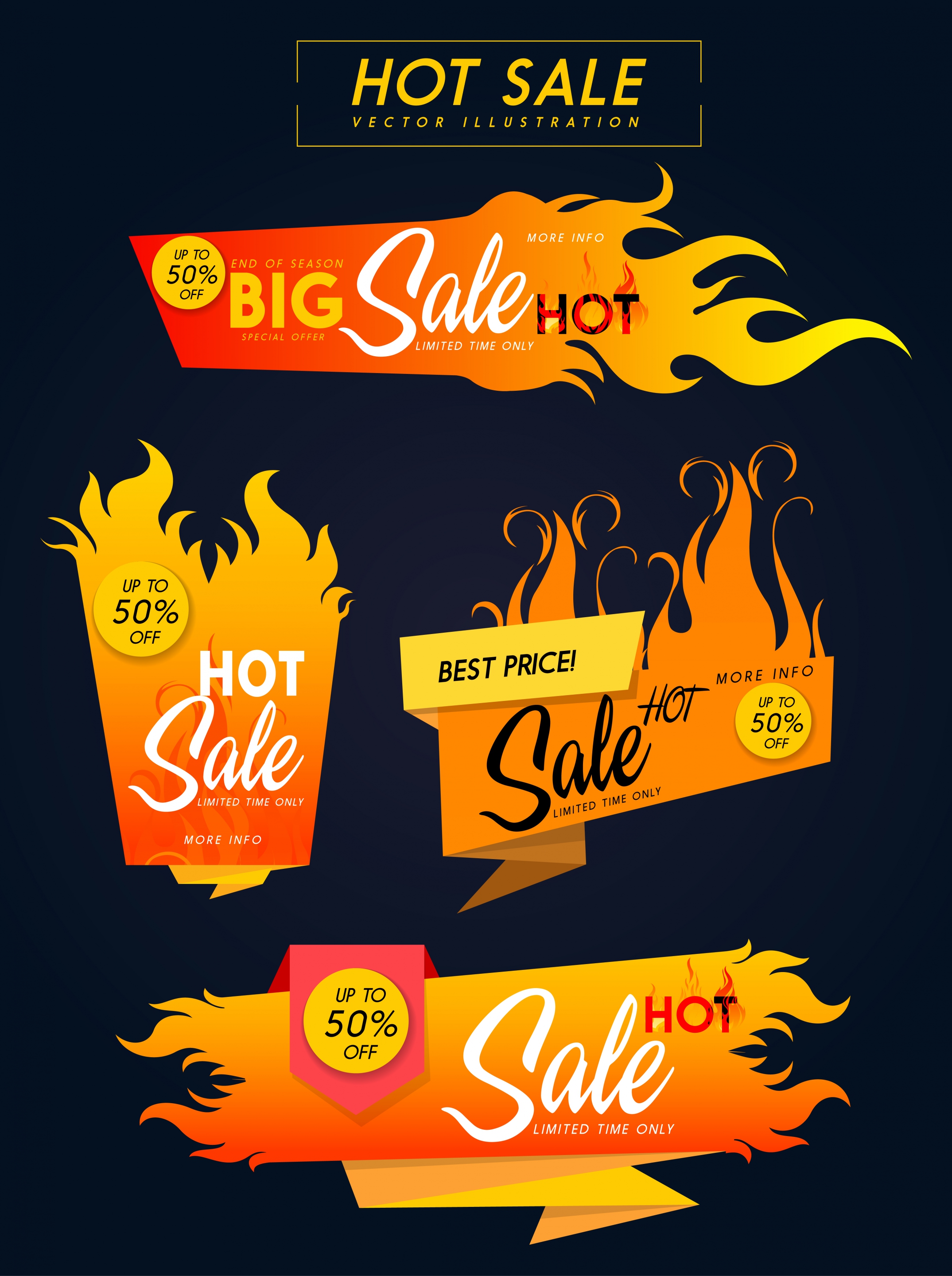 hot sales design elements red fire origami design