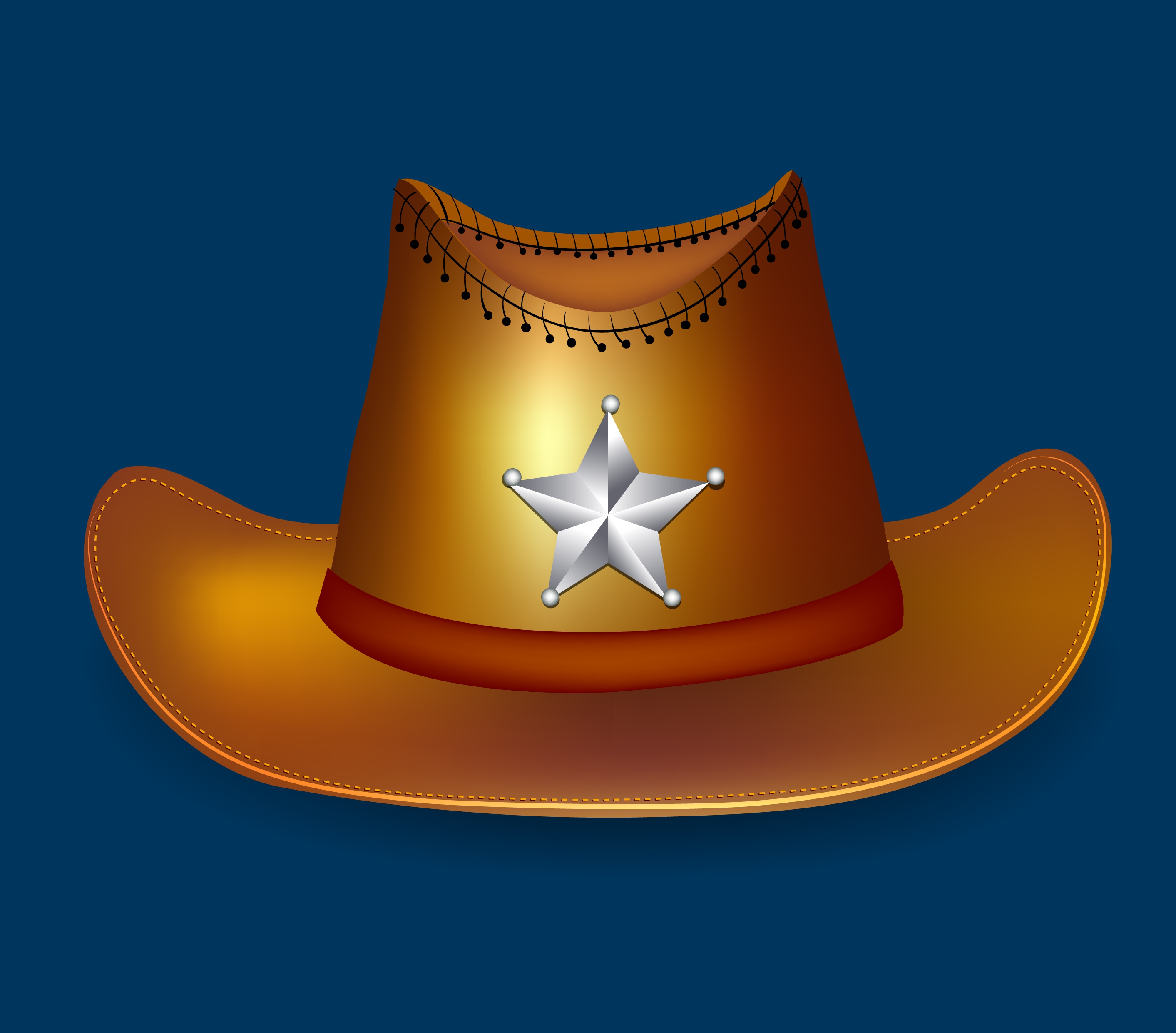 sheriff hat icon shiny 3d brown design