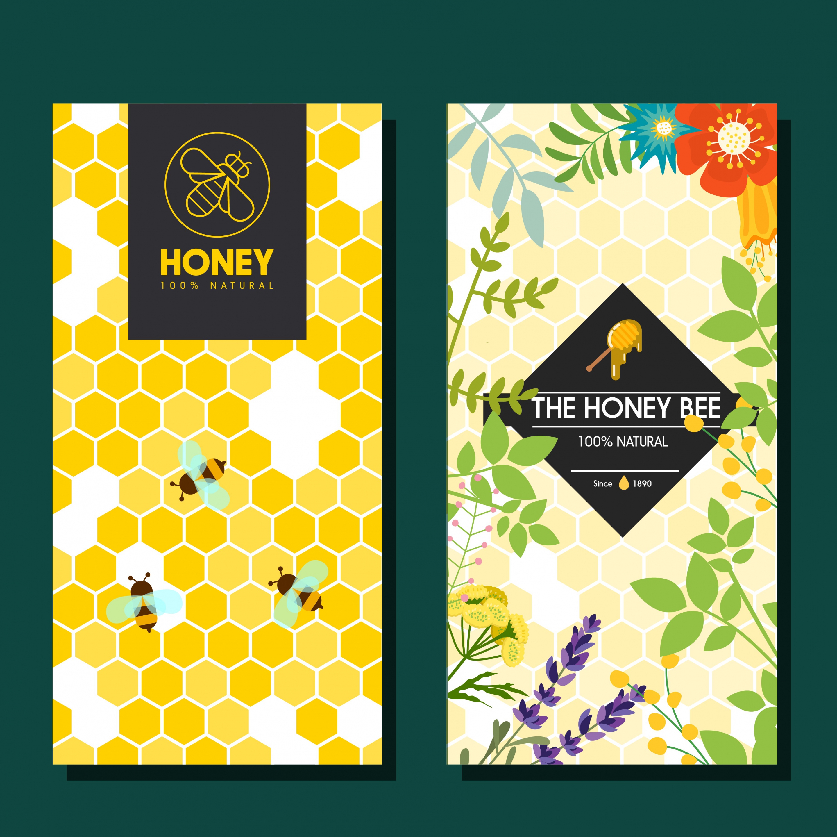 honey advertisement templates honeycomb background bee flowers decoration