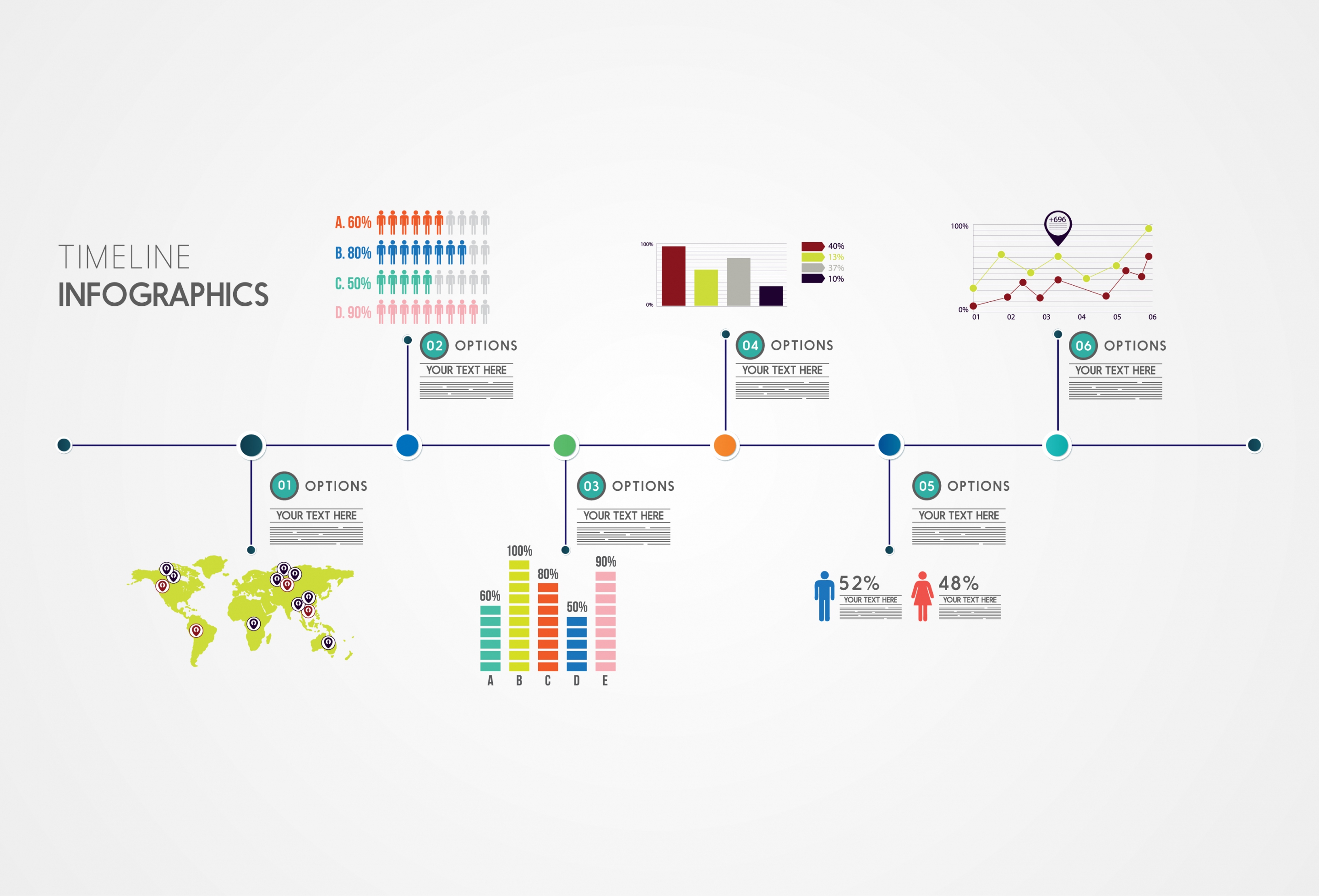 timeline infographic flat flowchart decoration