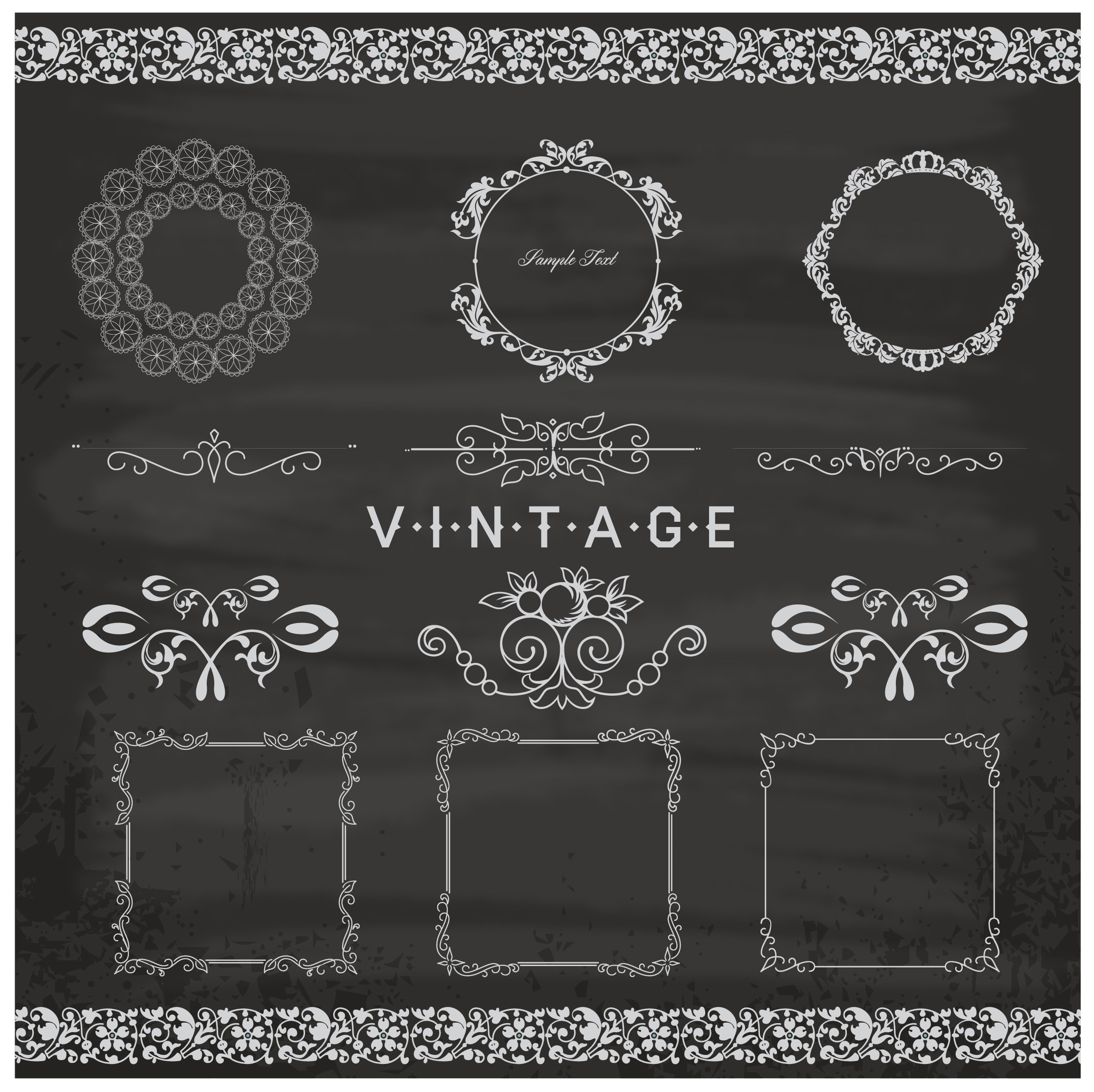 black and white vintage pattern borders