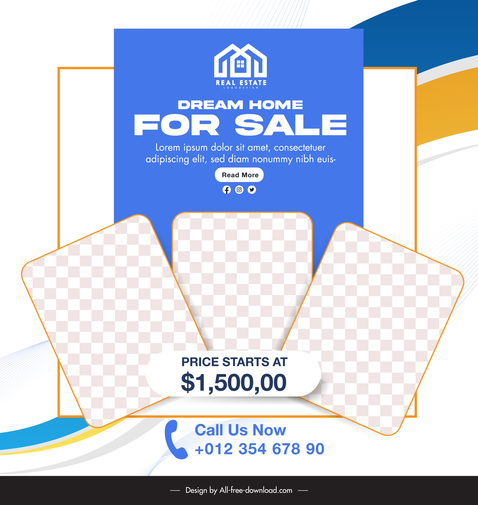 real estate banner template elegant bright geometric checkered