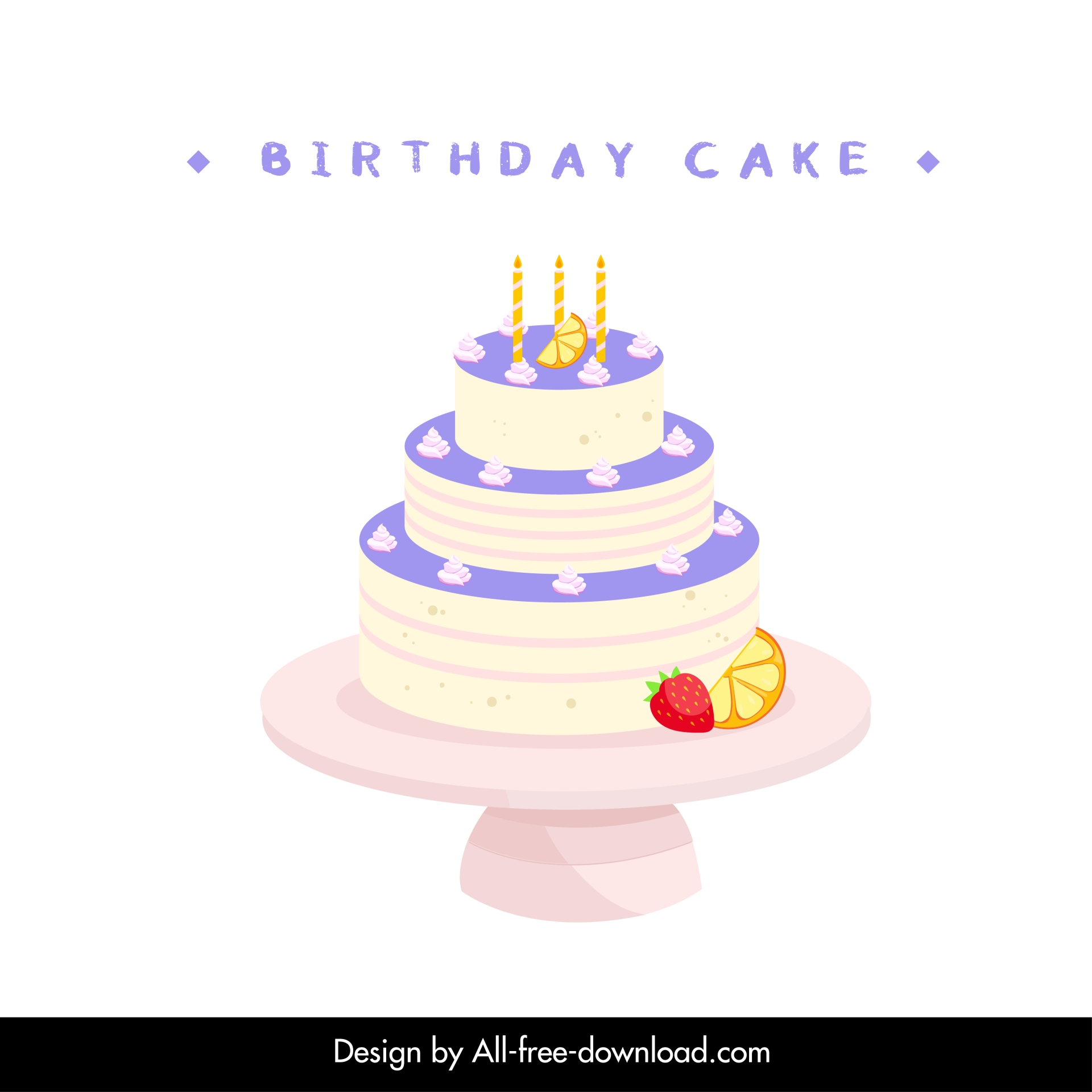 birthday cake design elements elegant 3d layer