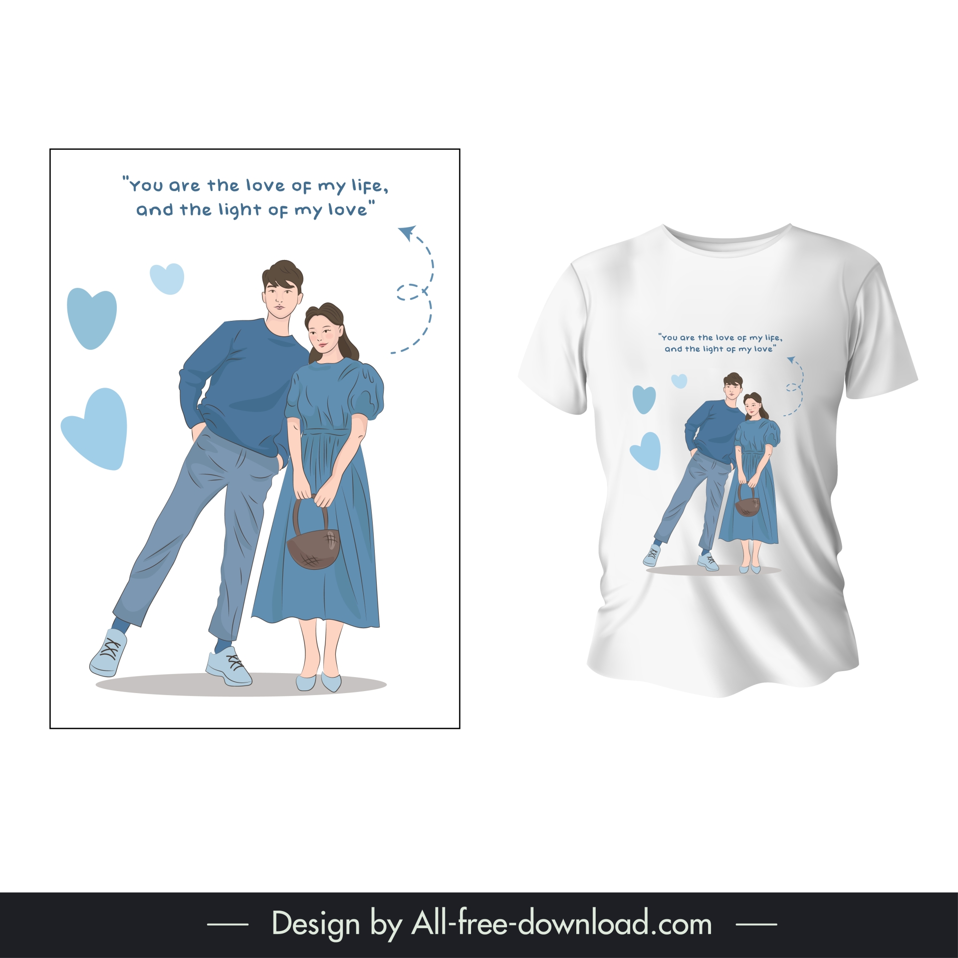  couple  t shirt template cute dynamic cartoon