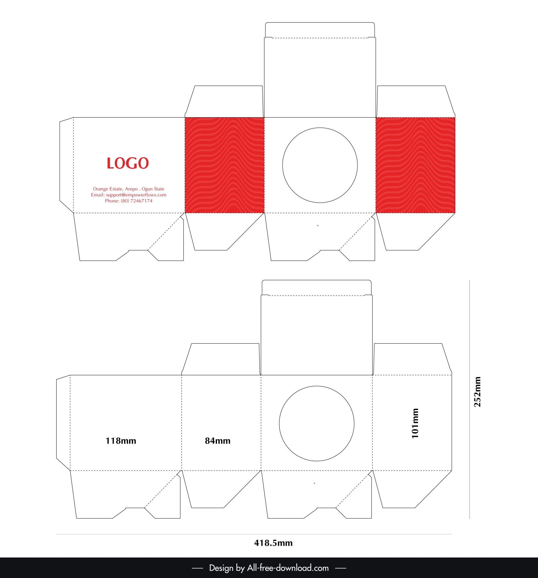 mug box packaging template flat die cut sketch