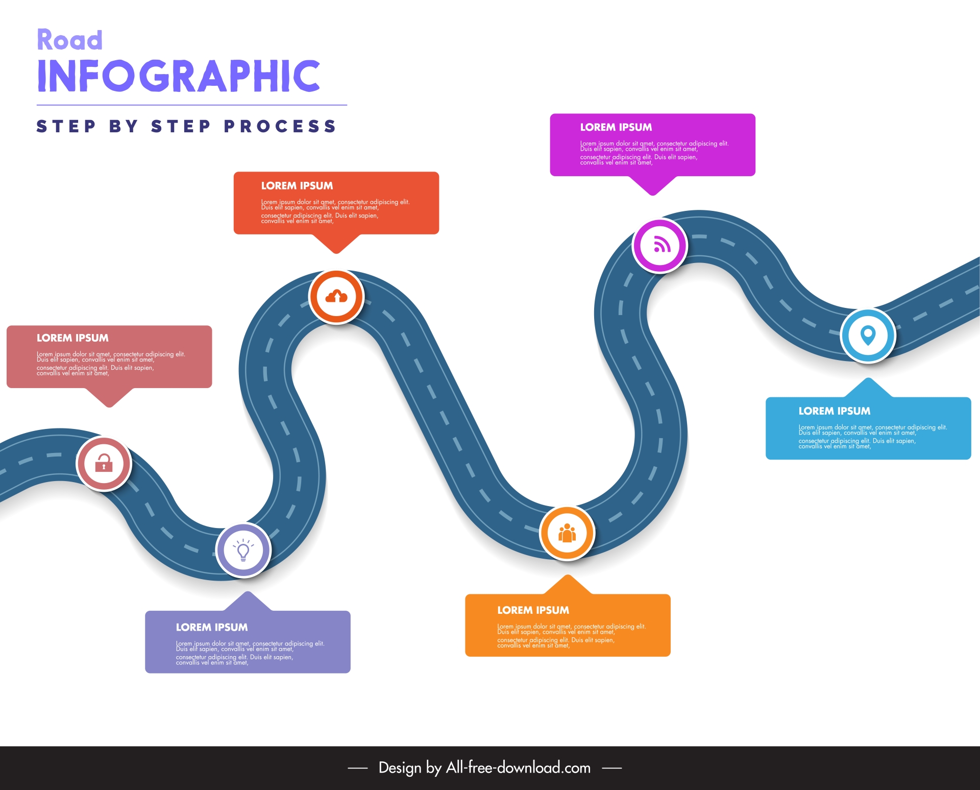 road infographic template flat curves