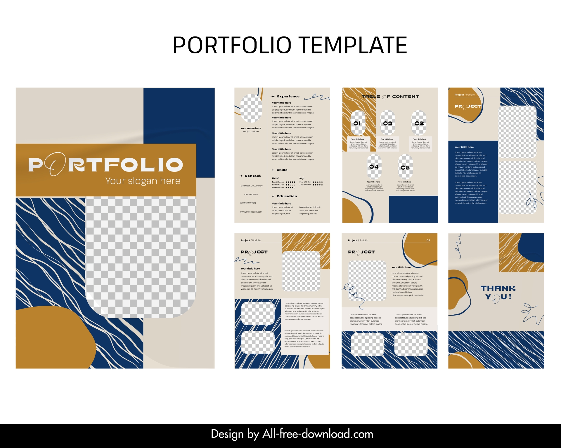 portfolio template flat classical checkered curves