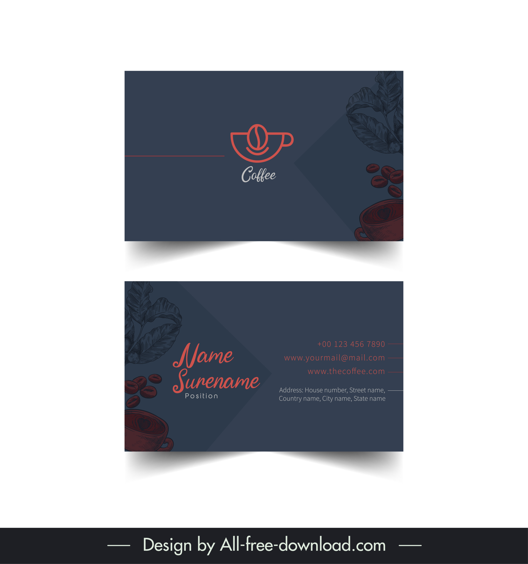 coffee business card template elegant dark design