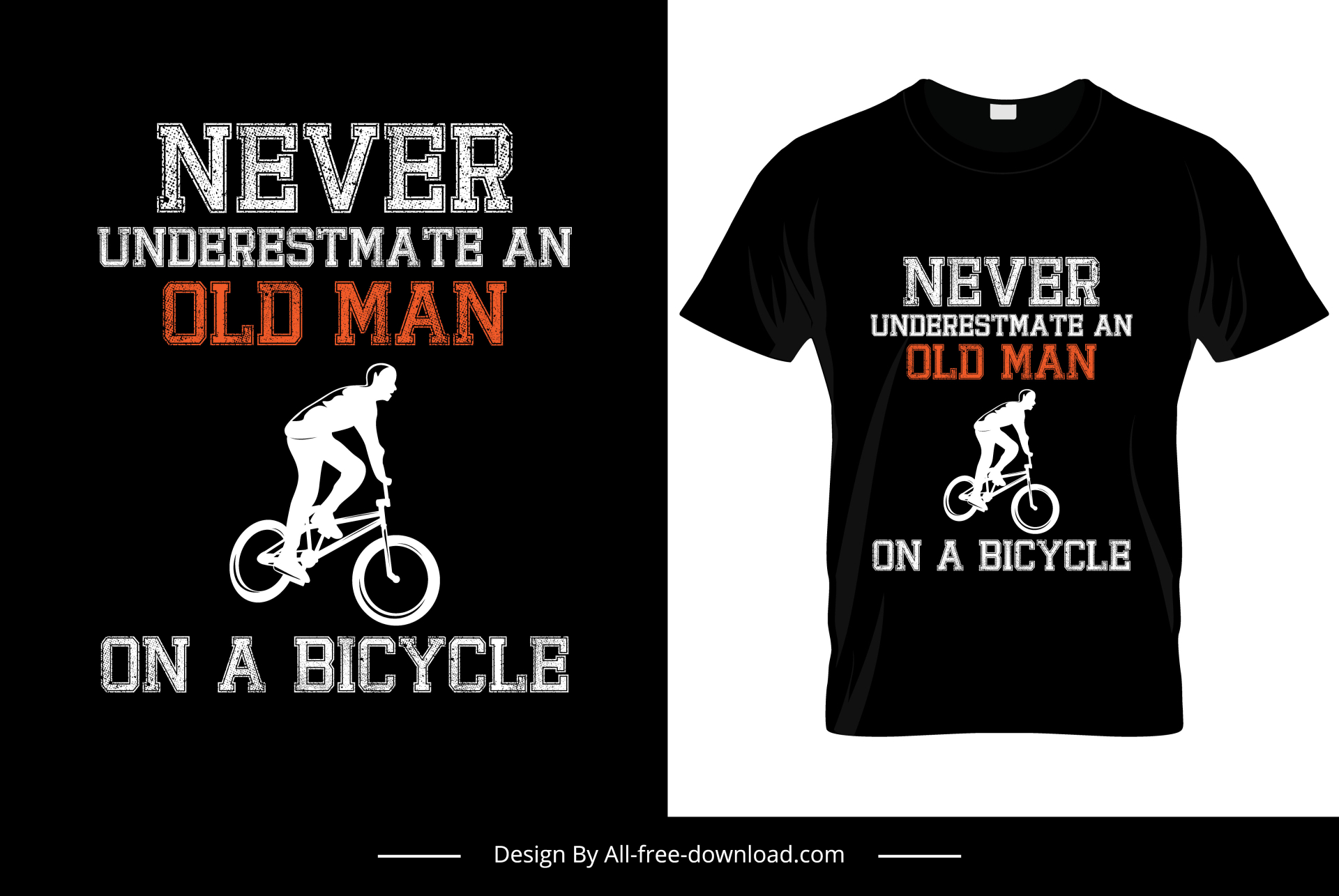 never underestimate an old man quotation t shirt template silhouette contrast design 