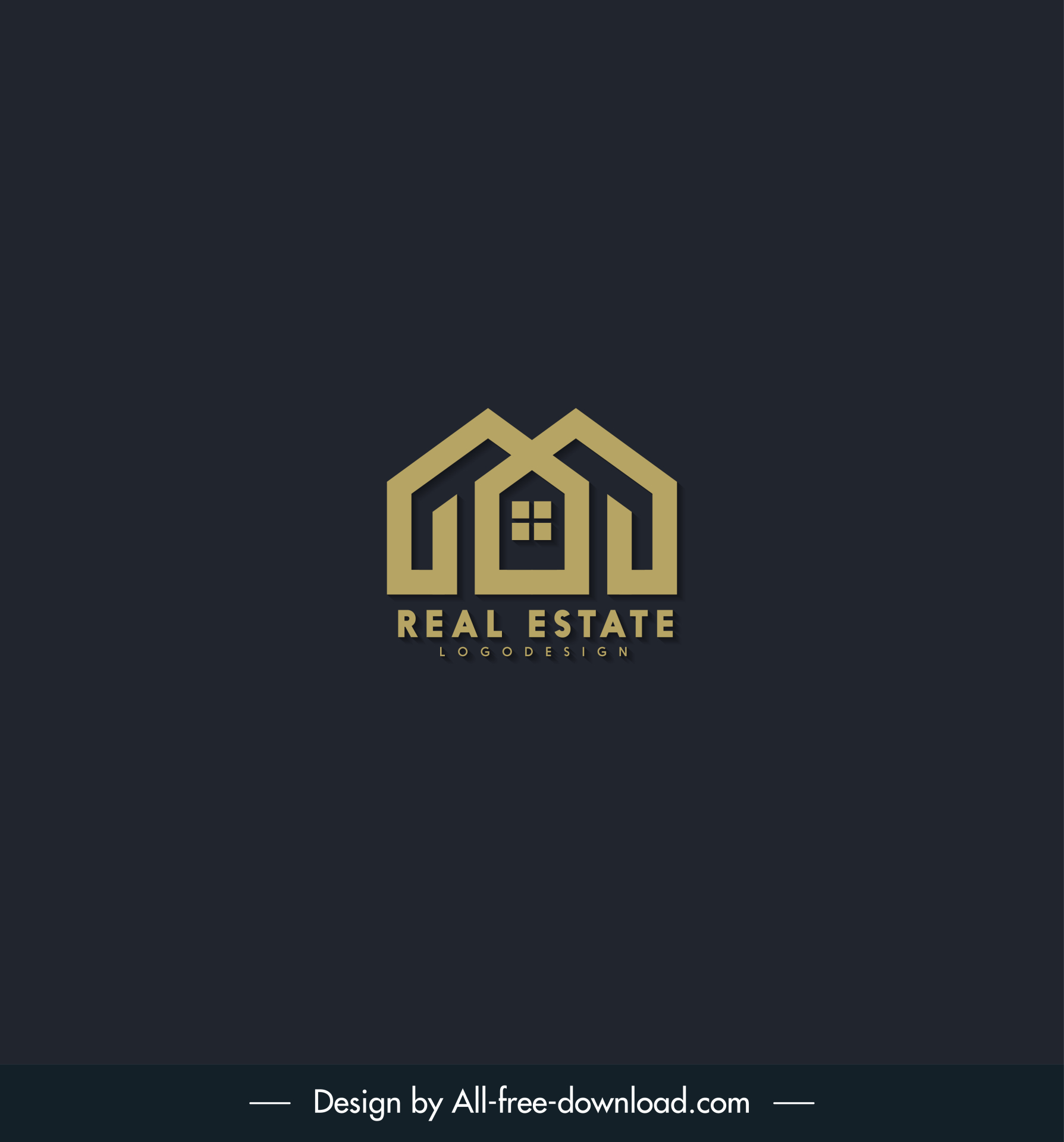 real estate logo template dark flat house window stylization sketch