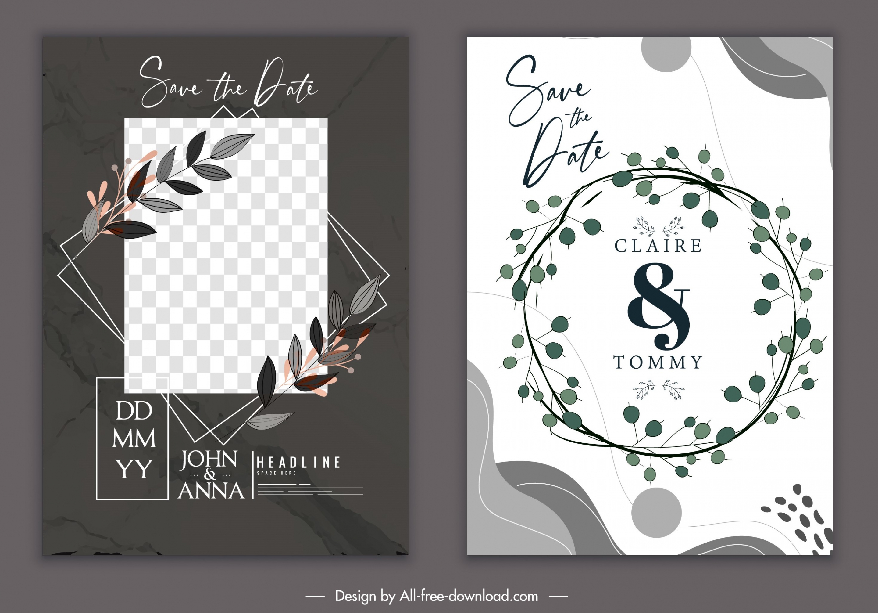 wedding card template elegant classic design wreath decor