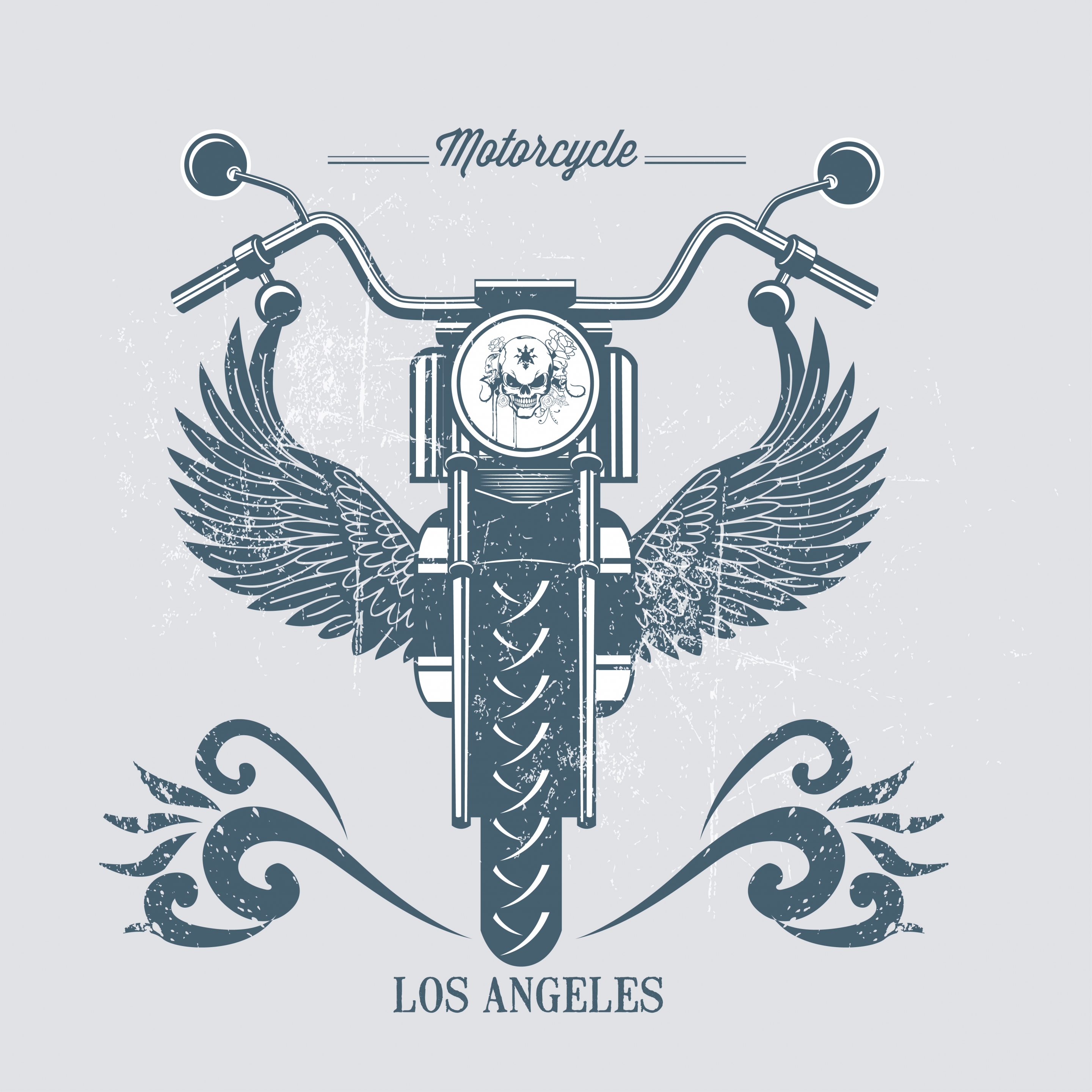 motorbike advertisement retro design wings decoration