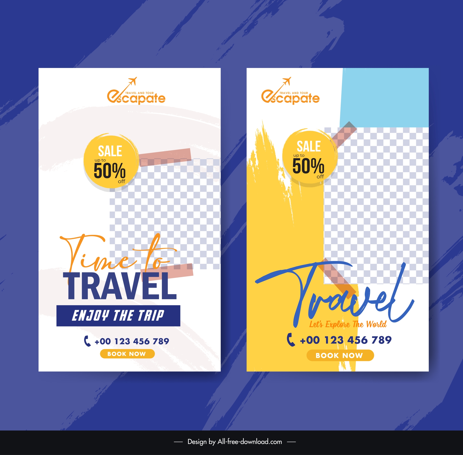 travel roll up banner templates checkered grunge elegance