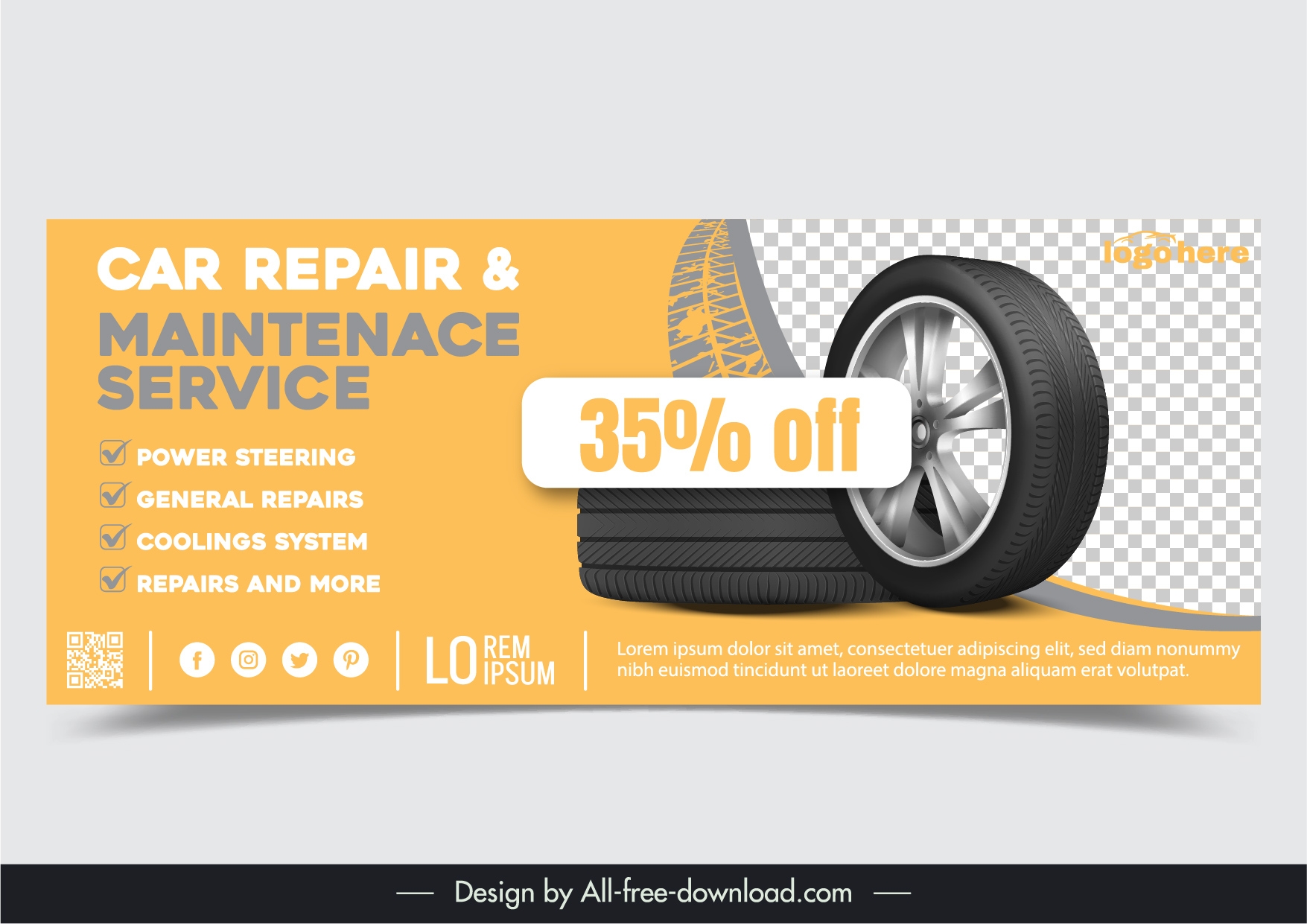  car service banner template checkered wheel design