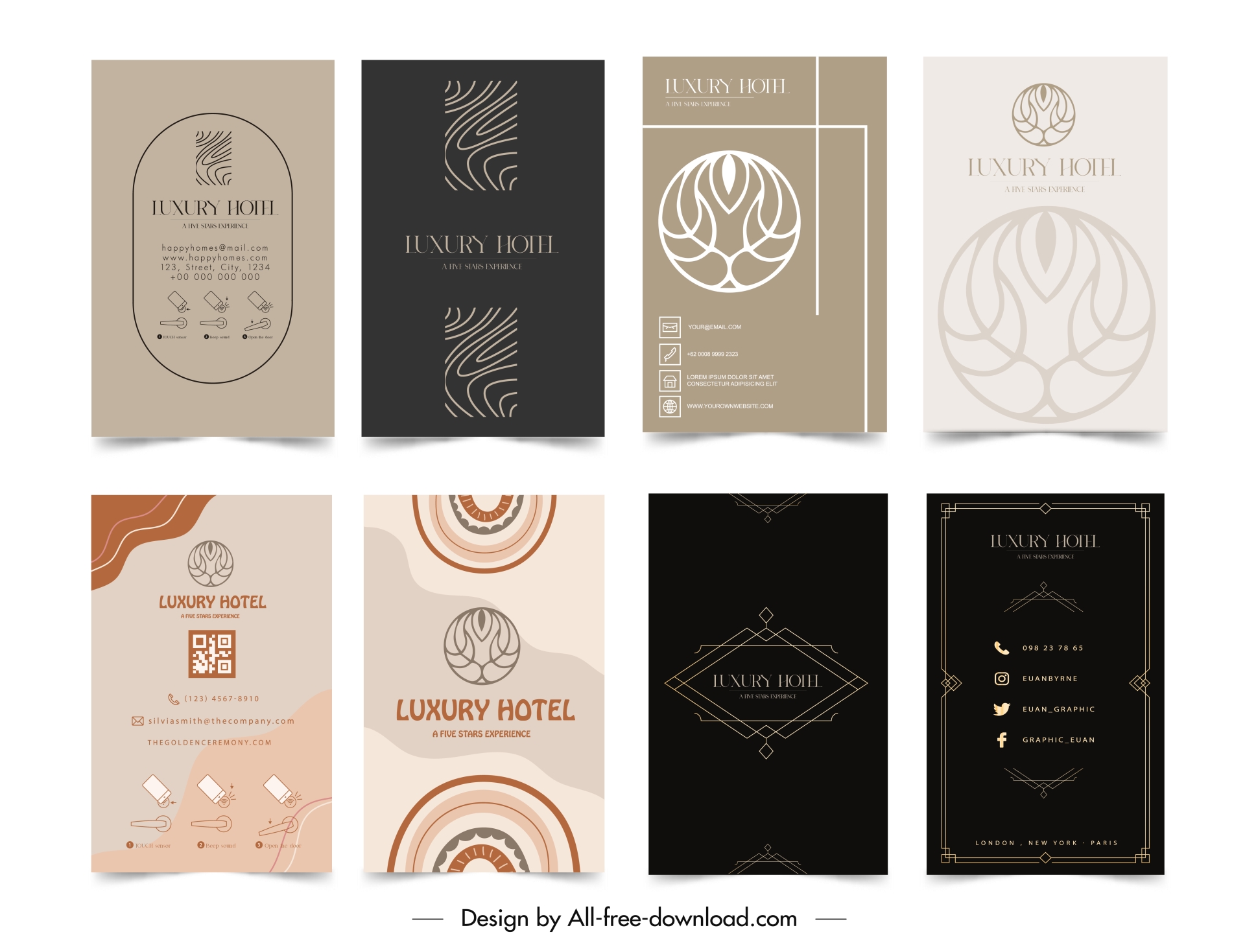 hotel business card templates collection flat classic elegance 