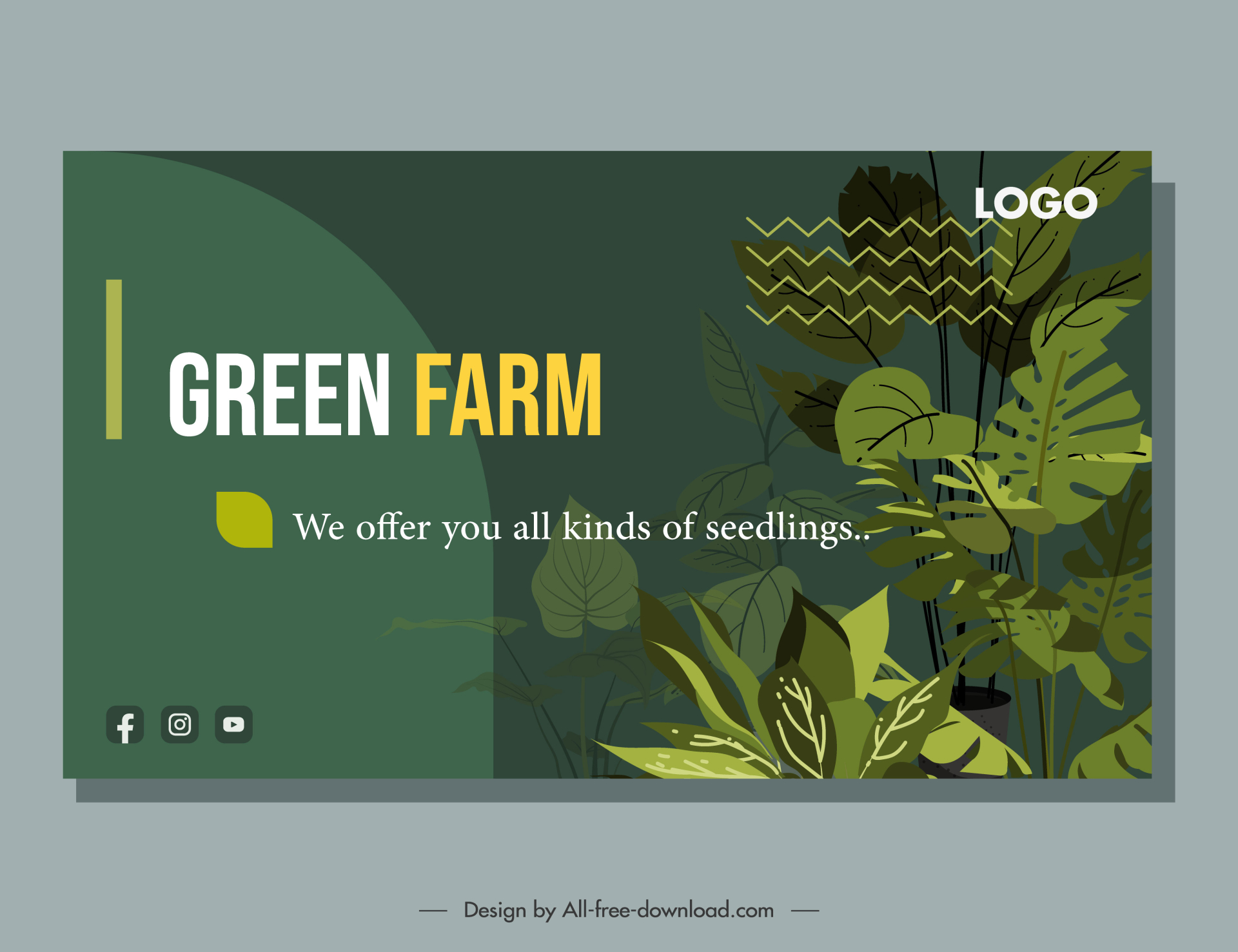  green farm banner template dark green leaves 