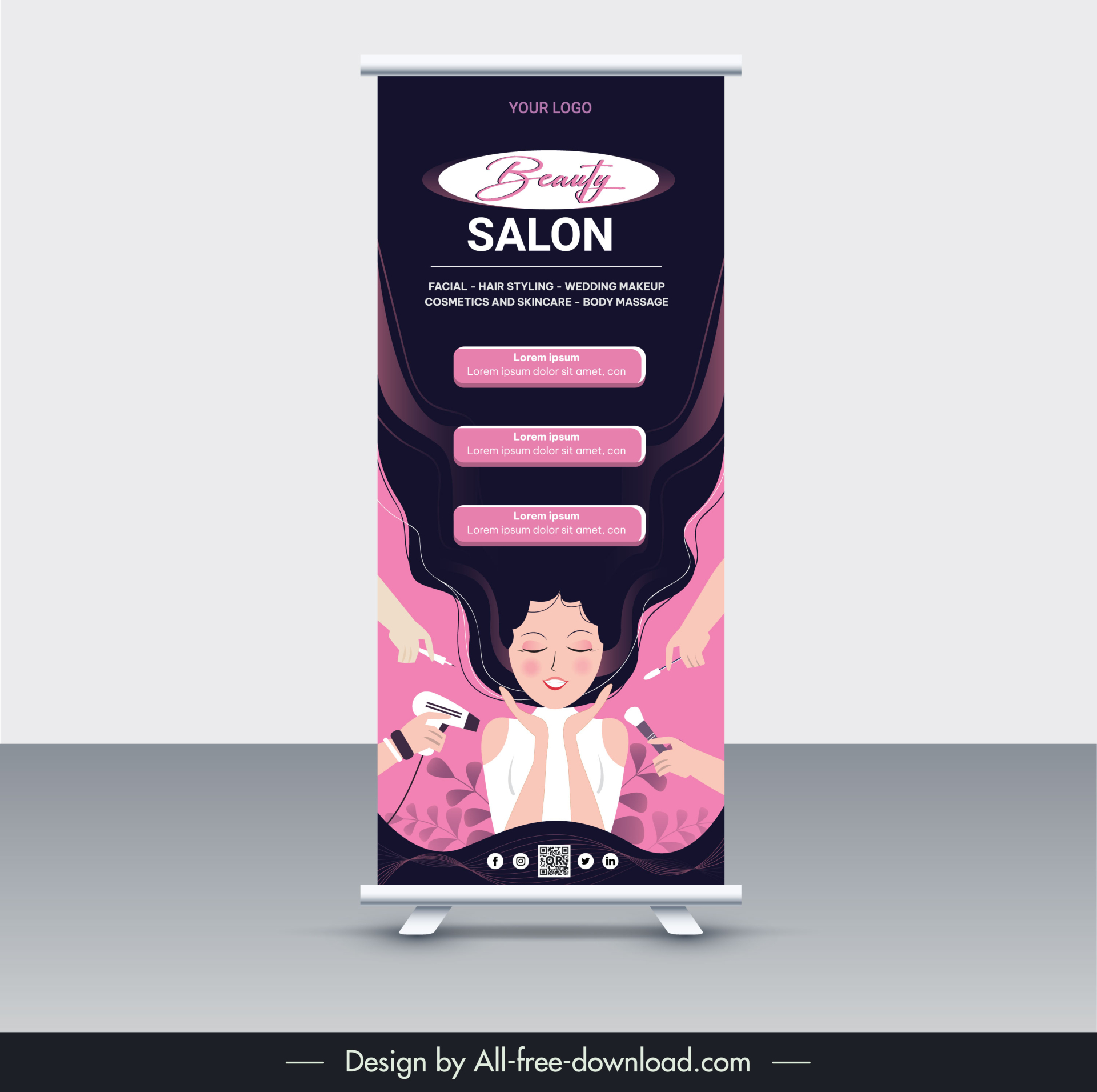 beauty salon standee cute handdrawn personality design