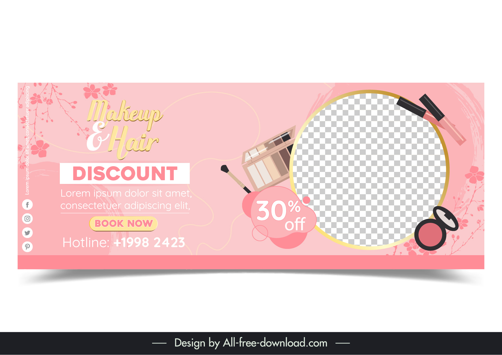 hair makeup discount banner template dynamic tools checkered